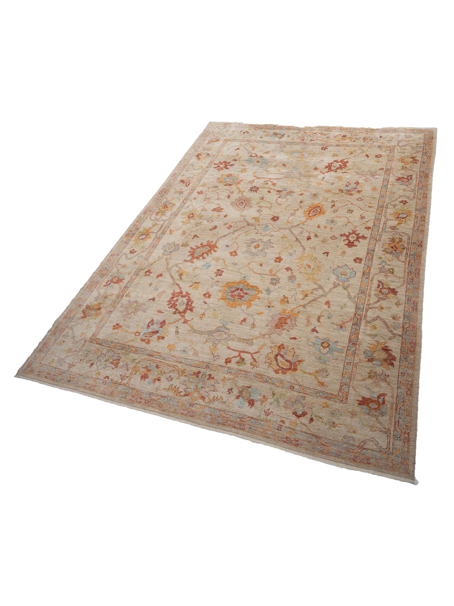 Angora Oushak 129864 Ivory Ivory 11.6x15.1 Hand Knotted Rug