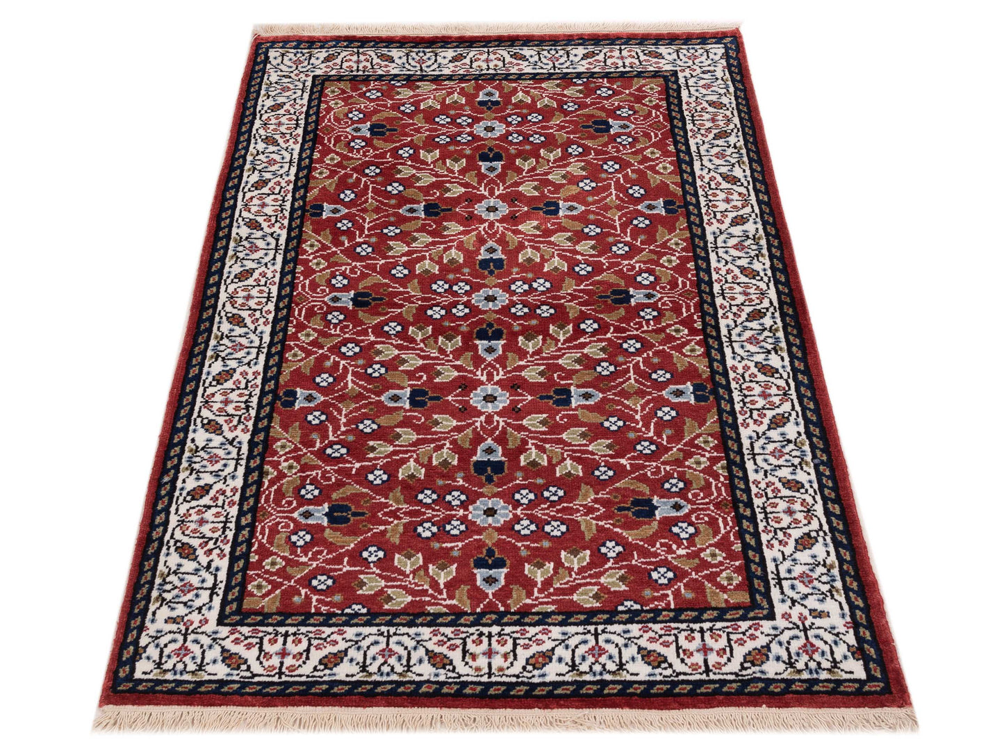 Kayseri 129955 Red Ivory 3x4.11 Hand Knotted Rug