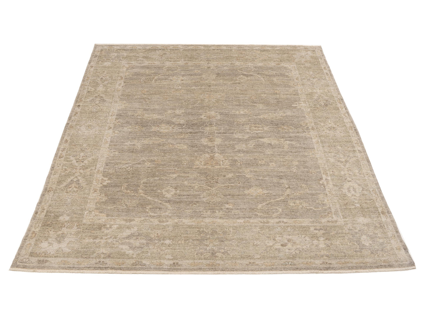 Angora Oushak 130092 Gray Gray 8.3x9.7 Hand Knotted Rug