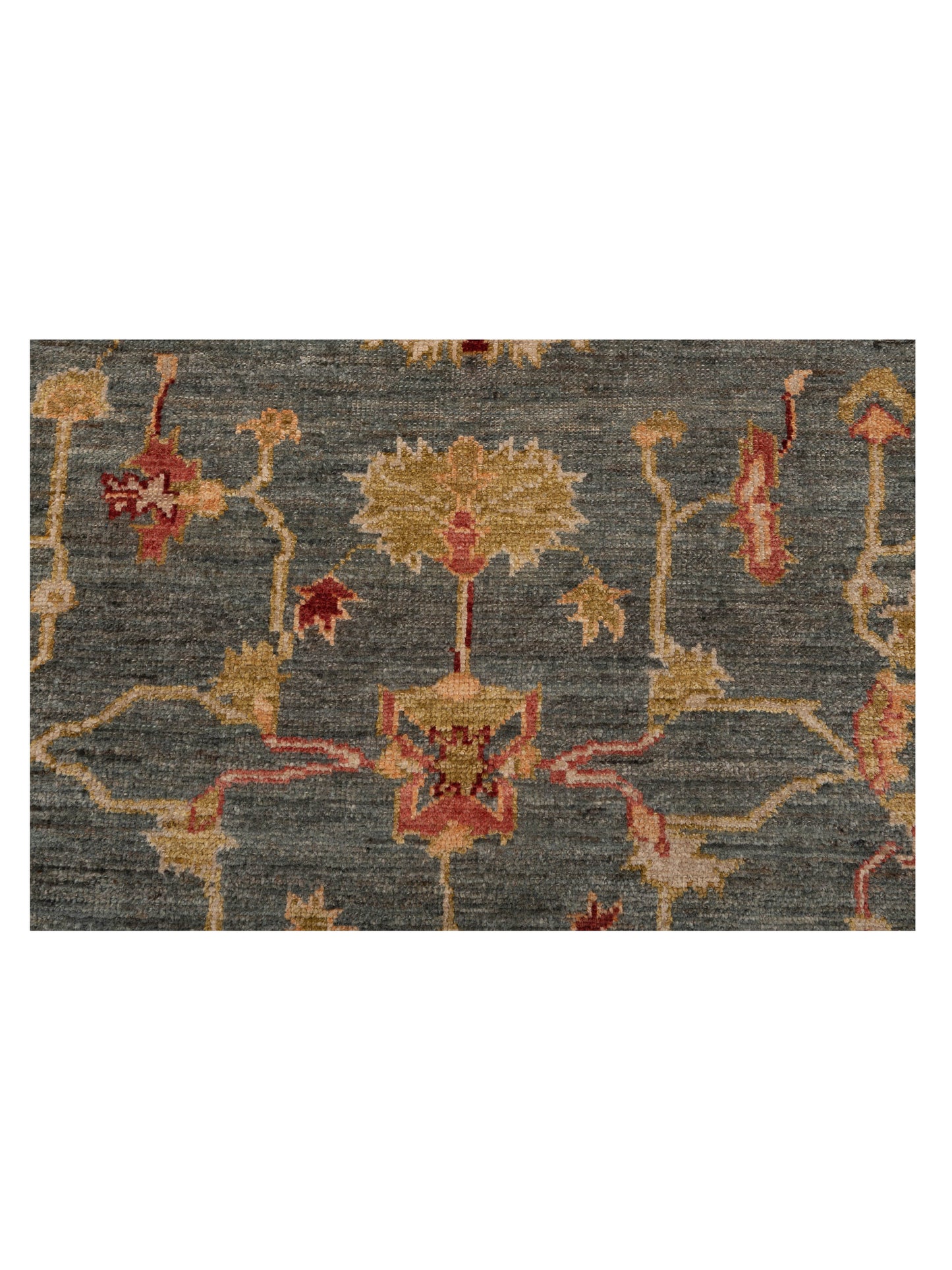Angora Oushak 130142 Teal Blue Ivory 6x11.8 Hand Knotted Rug