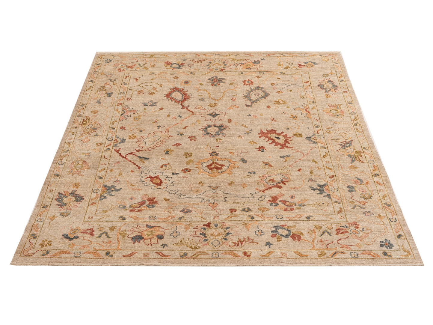Angora Oushak 130152 Beige Ivory 8.2x9.1 Hand Knotted Rug
