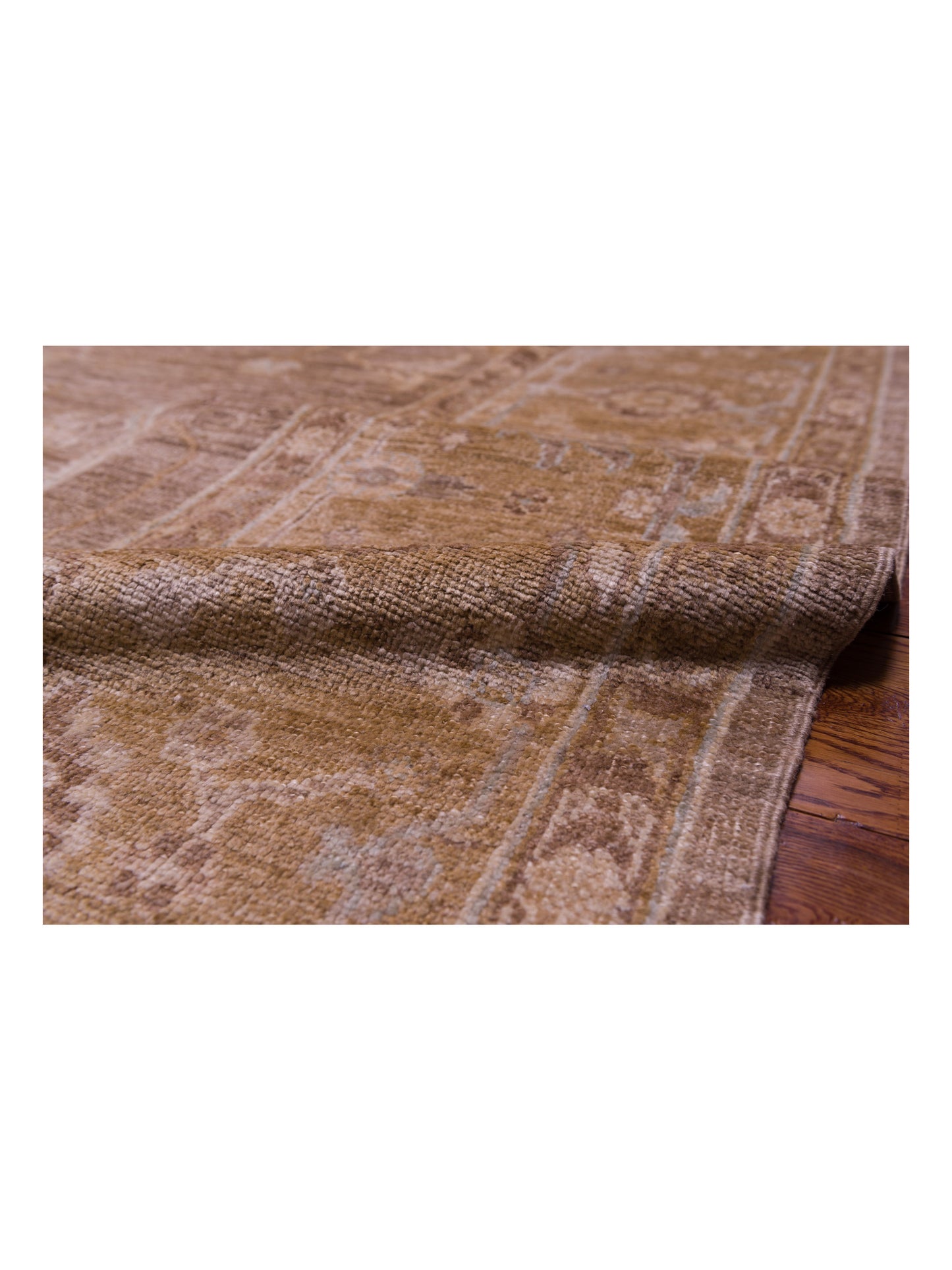 Angora Oushak 130207 Brown Gold 12.6x17.7 Hand Knotted Rug