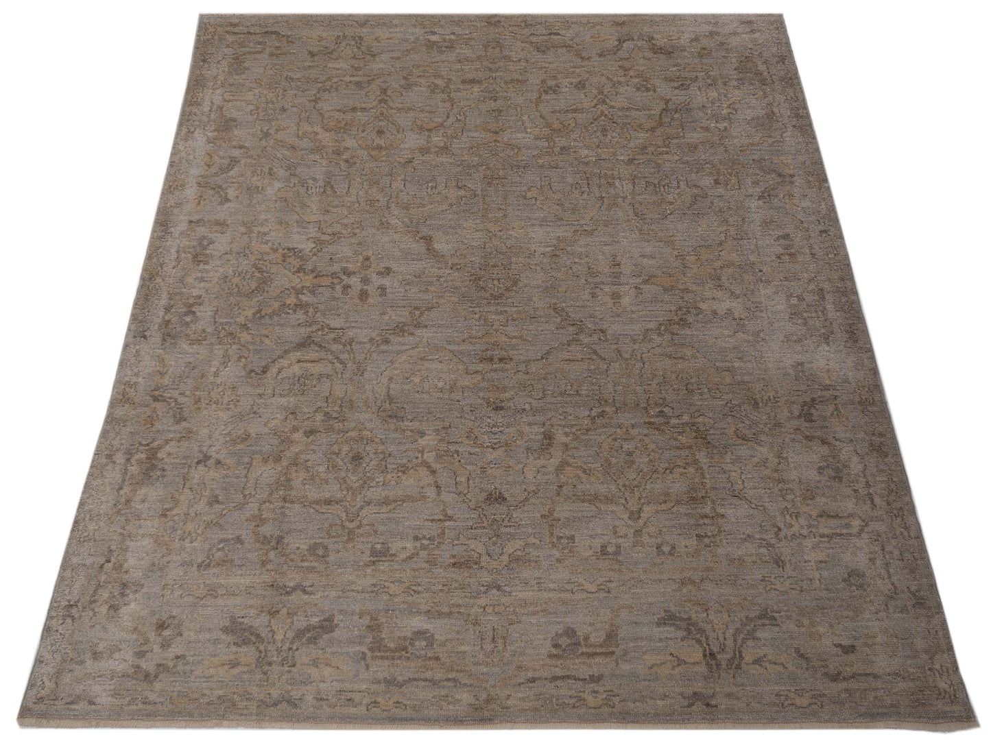 Angora Oushak 130212 Silver Silver 8.3x10.2 Hand Knotted Rug