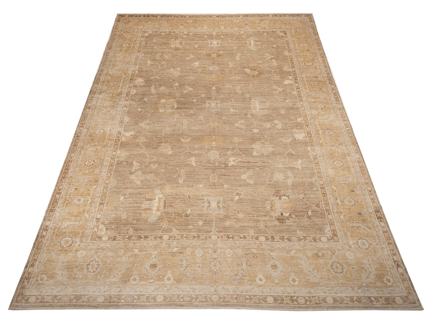 Angora Oushak 130262 Green Gold 14.6x20.3 Hand Knotted Rug