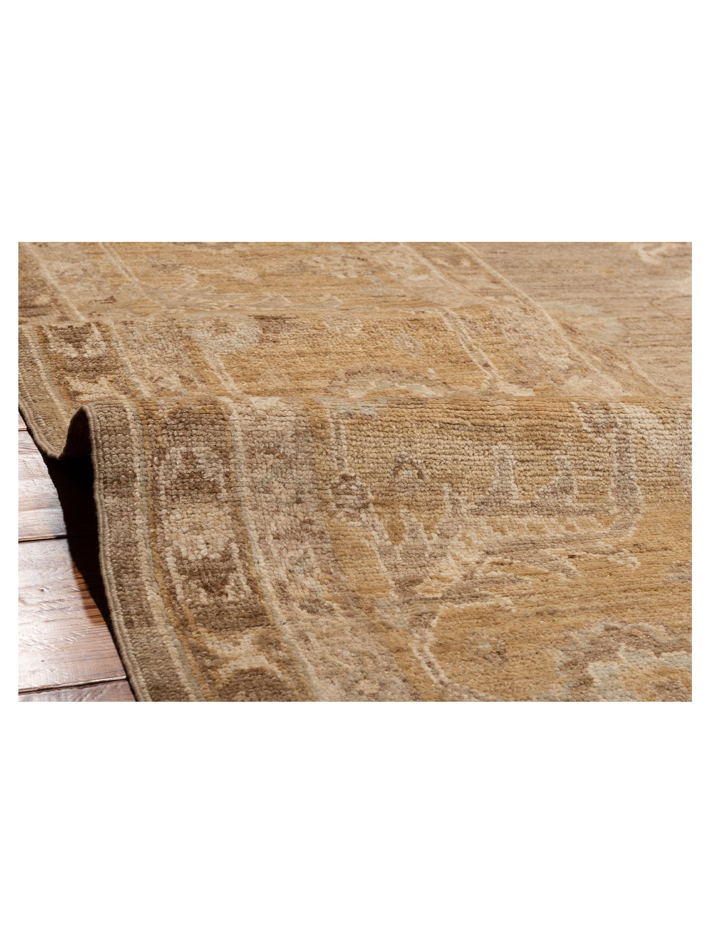 Angora Oushak 130262 Green Gold 14.6x20.3 Hand Knotted Rug