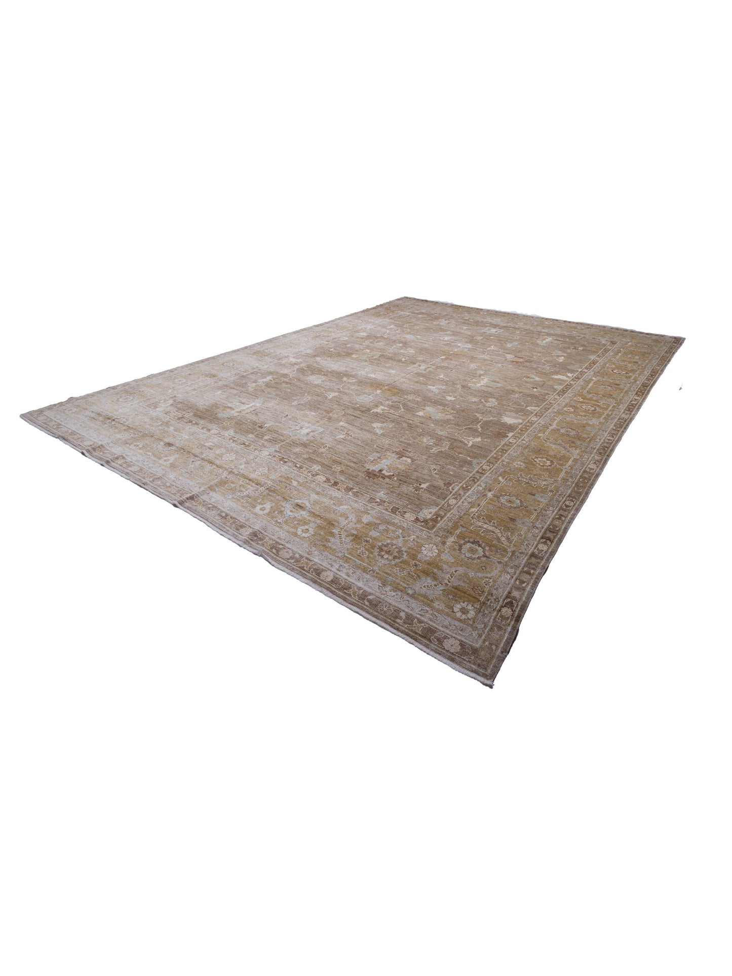 Angora Oushak 130262 Green Gold 14.6x20.3 Hand Knotted Rug