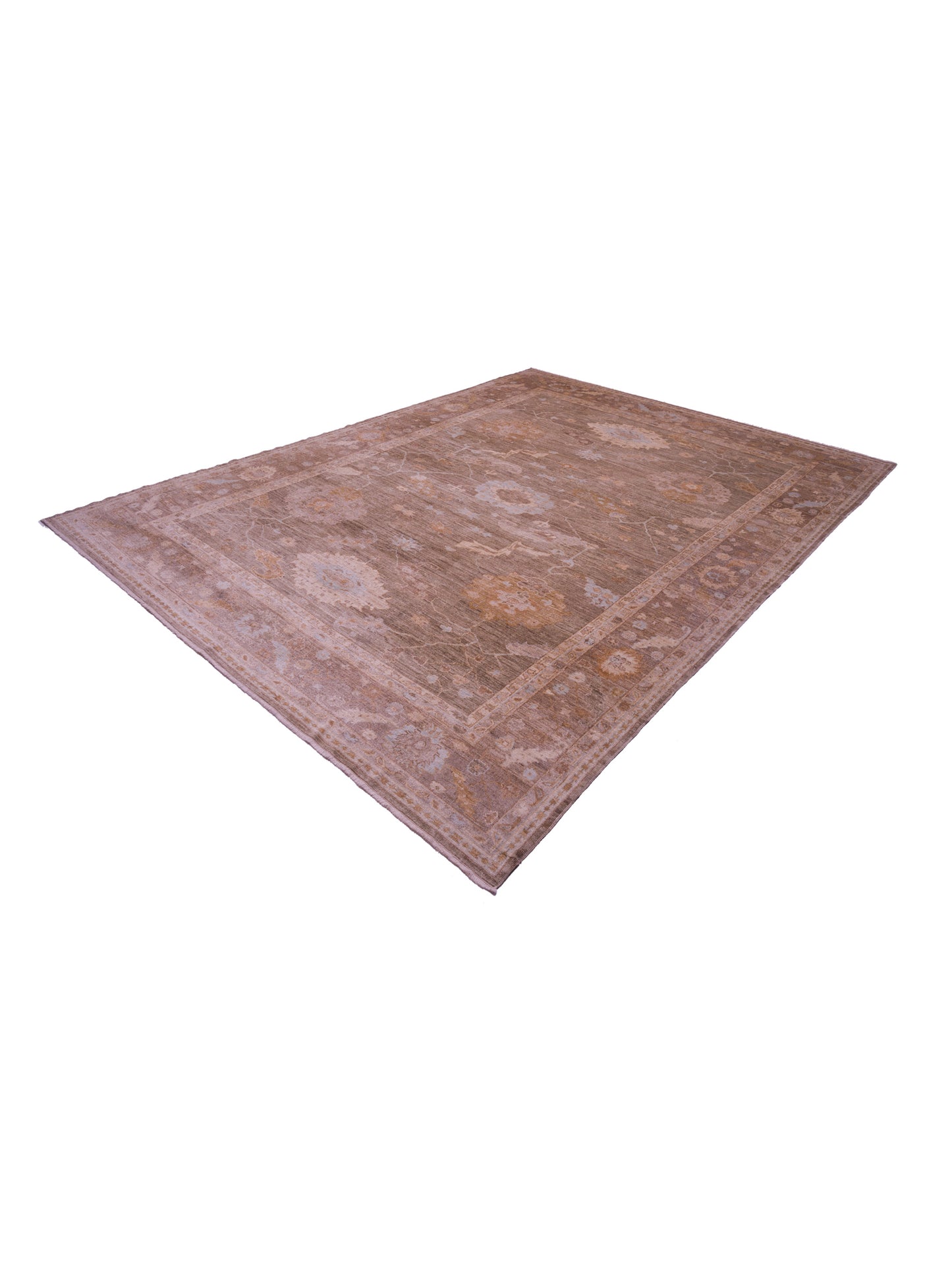 Angora Oushak 130277 Green Brown 12.2x17 Hand Knotted Rug