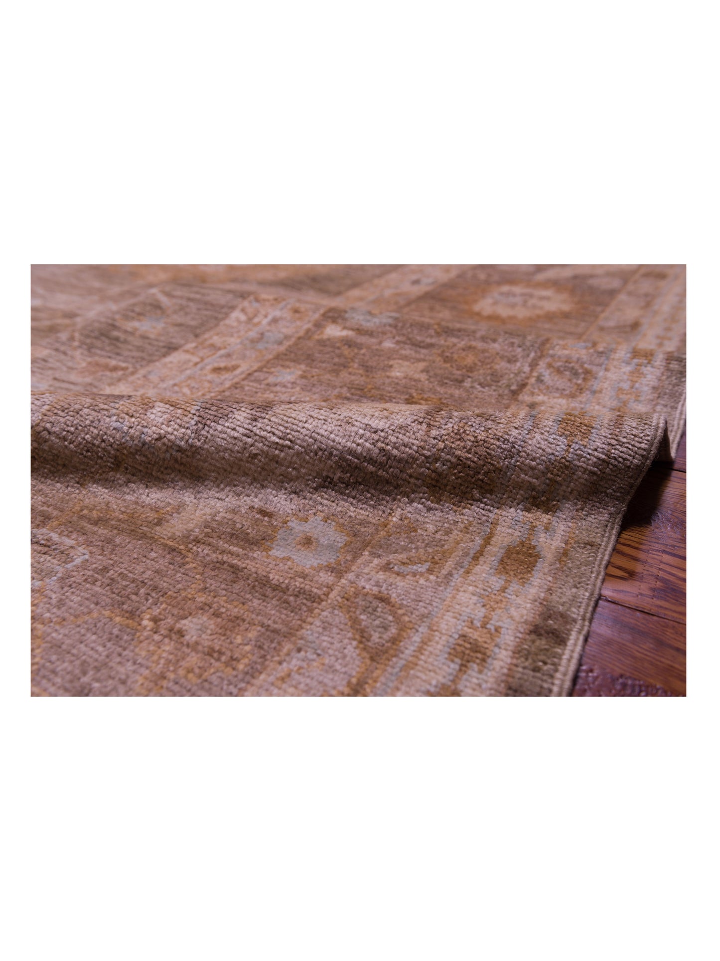 Angora Oushak 130277 Green Brown 12.2x17 Hand Knotted Rug