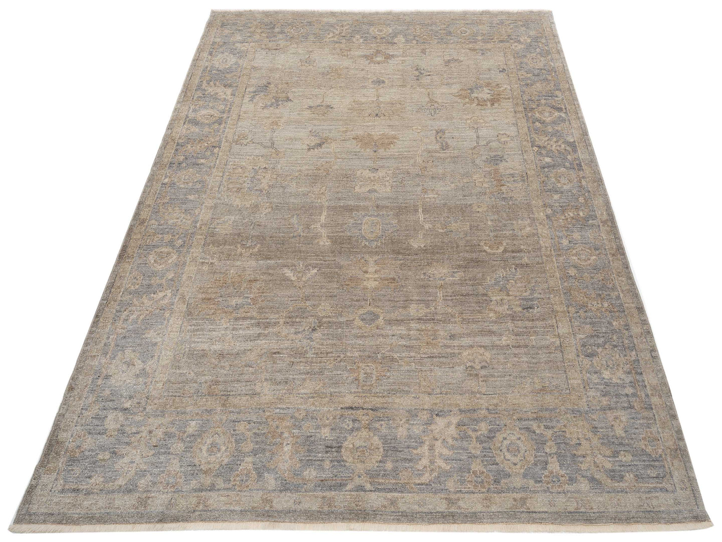 Angora Oushak 130310 Gray Dark Gray 8.4x10.7 Hand Knotted Rug