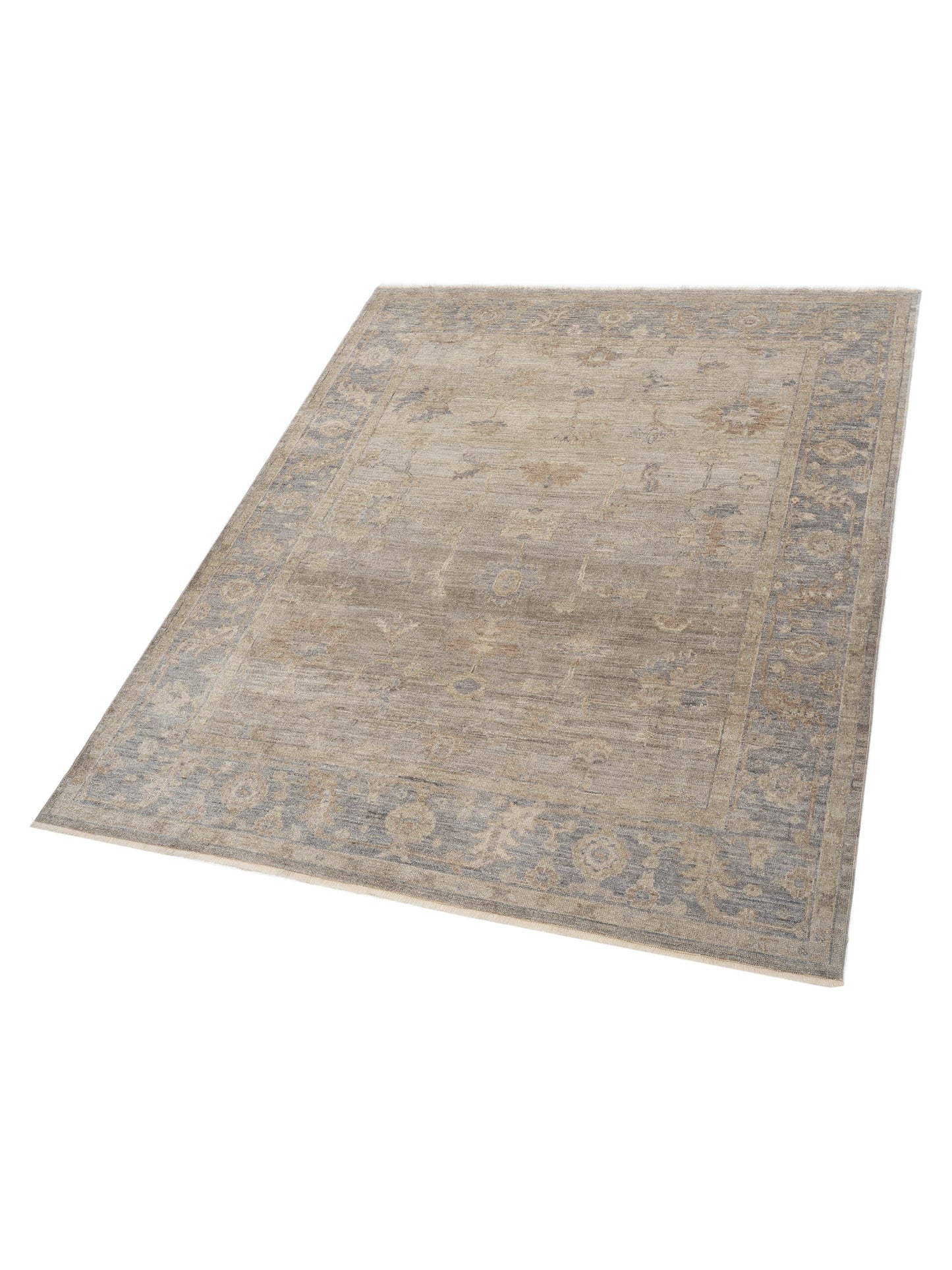 Angora Oushak 130310 Gray Dark Gray 8.4x10.7 Hand Knotted Rug