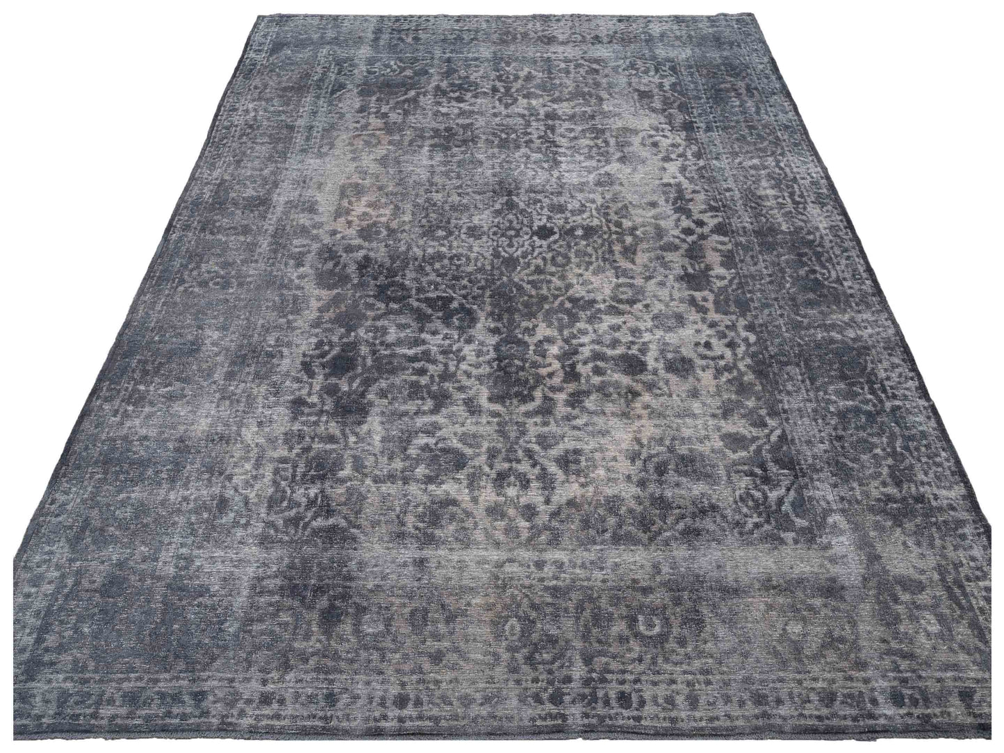 Vintage 130314 Gray 9.7x12.10 Hand Knotted Rug
