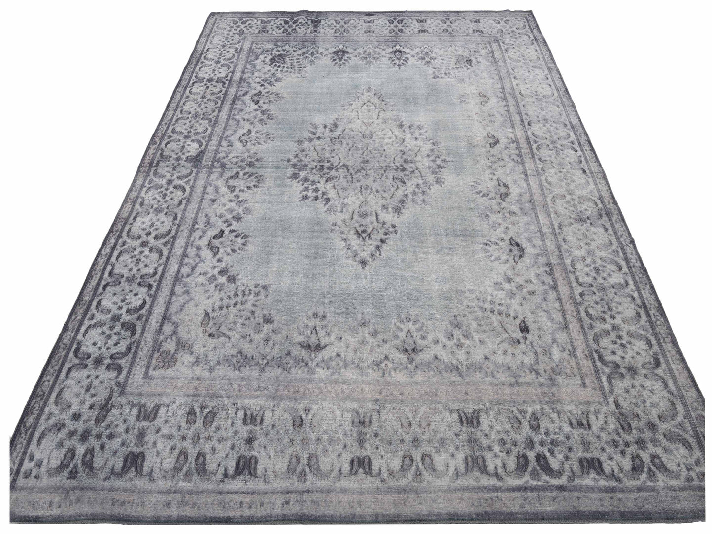 Vintage 130318 Light Gray 9.9x13.7 Hand Knotted Rug