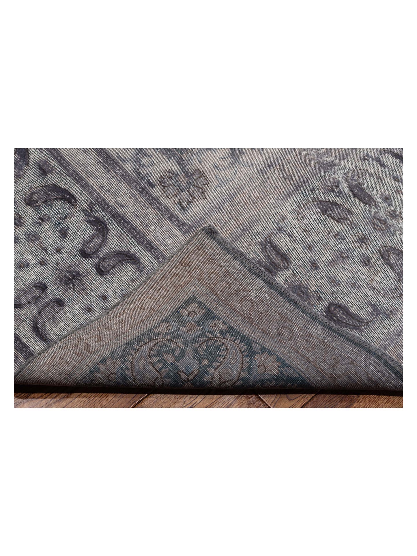 Vintage 130318 Light Gray 9.9x13.7 Hand Knotted Rug