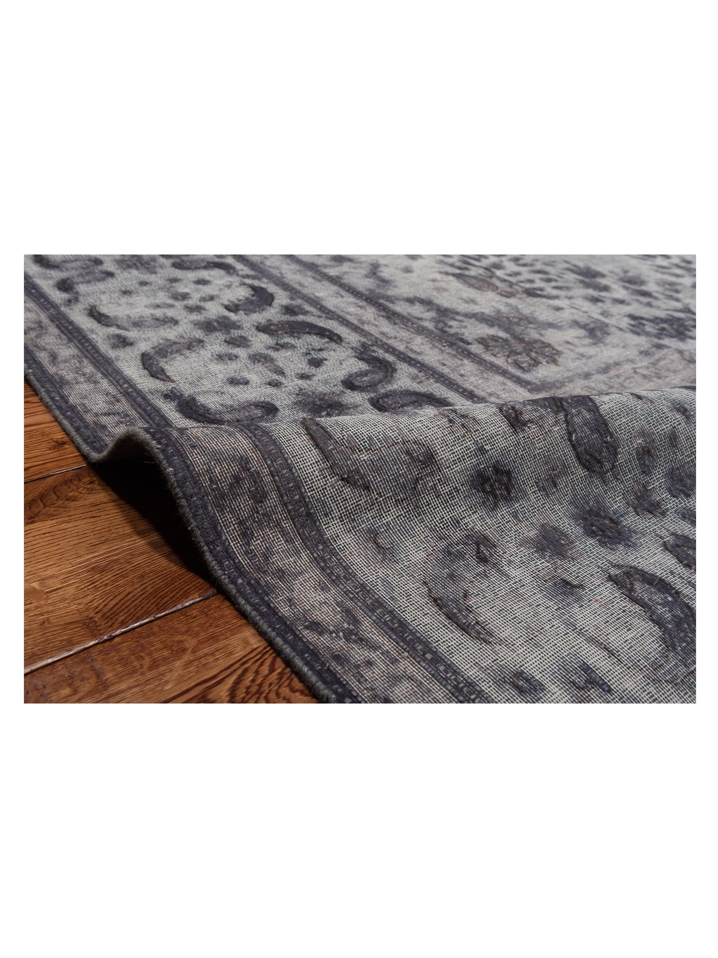 Vintage 130318 Light Gray 9.9x13.7 Hand Knotted Rug