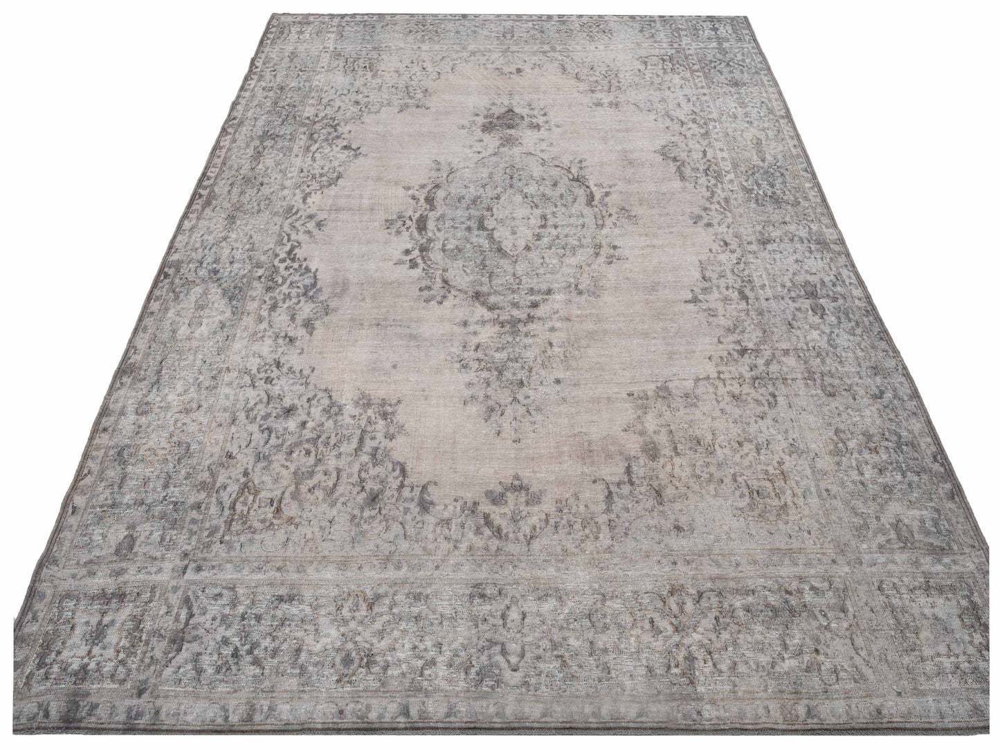 Vintage 130323 Light Gray 9.6x12.10 Hand Knotted Rug
