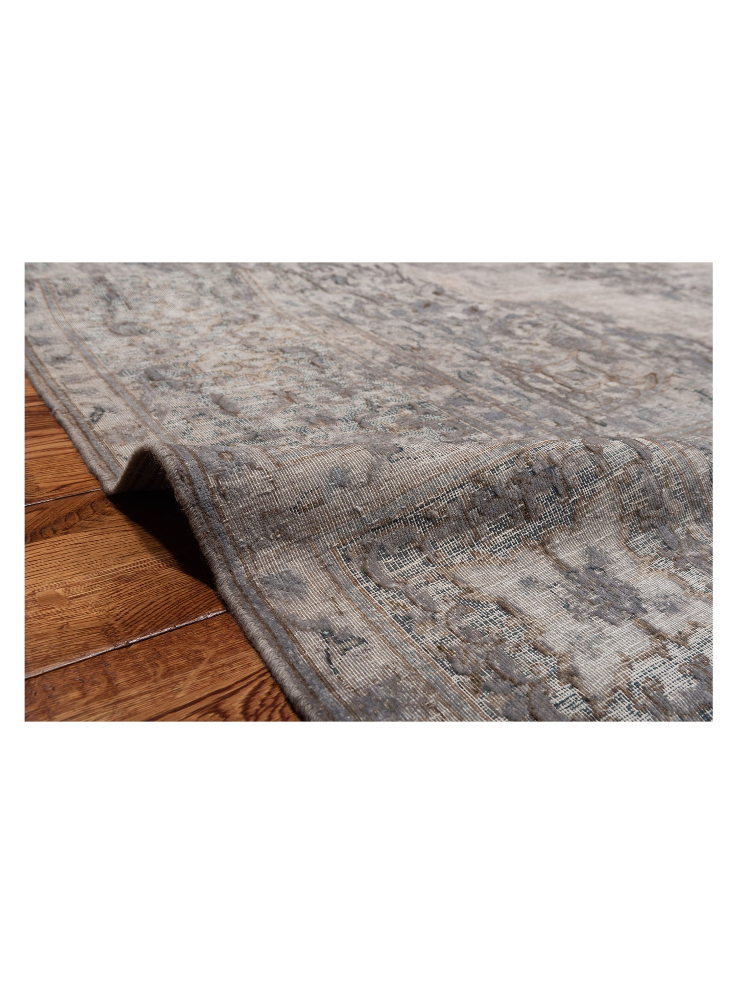 Vintage 130323 Light Gray 9.6x12.10 Hand Knotted Rug