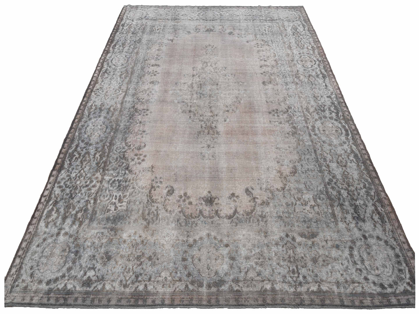 Vintage 130324 Gray 9.11x13.6 Hand Knotted Rug