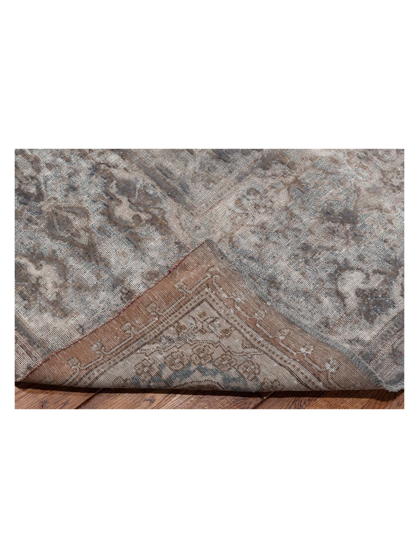 Vintage 130324 Gray 9.11x13.6 Hand Knotted Rug