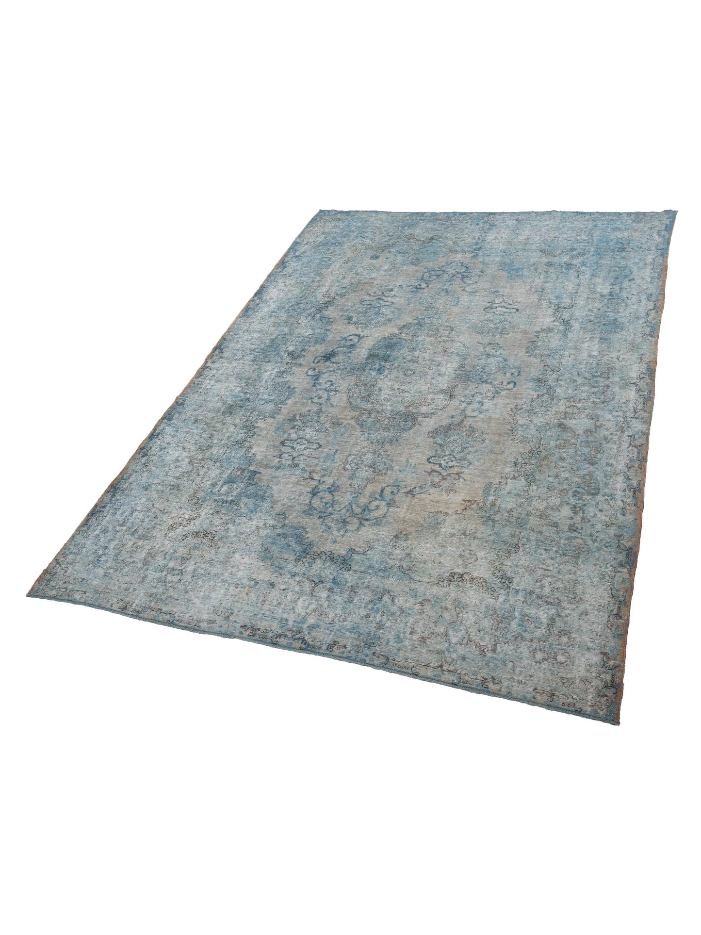 Vintage 130325 Blue 9.6x13.3 Hand Knotted Rug