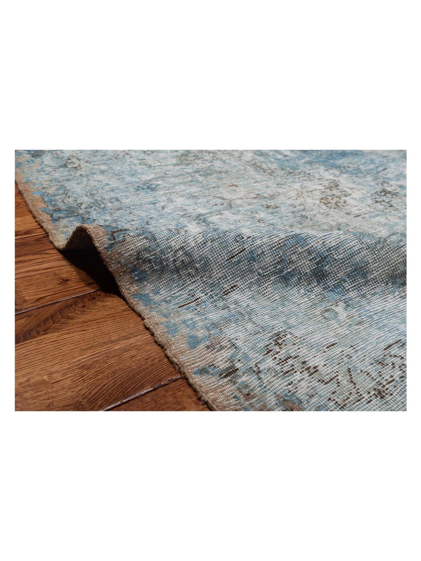 Vintage 130325 Blue 9.6x13.3 Hand Knotted Rug