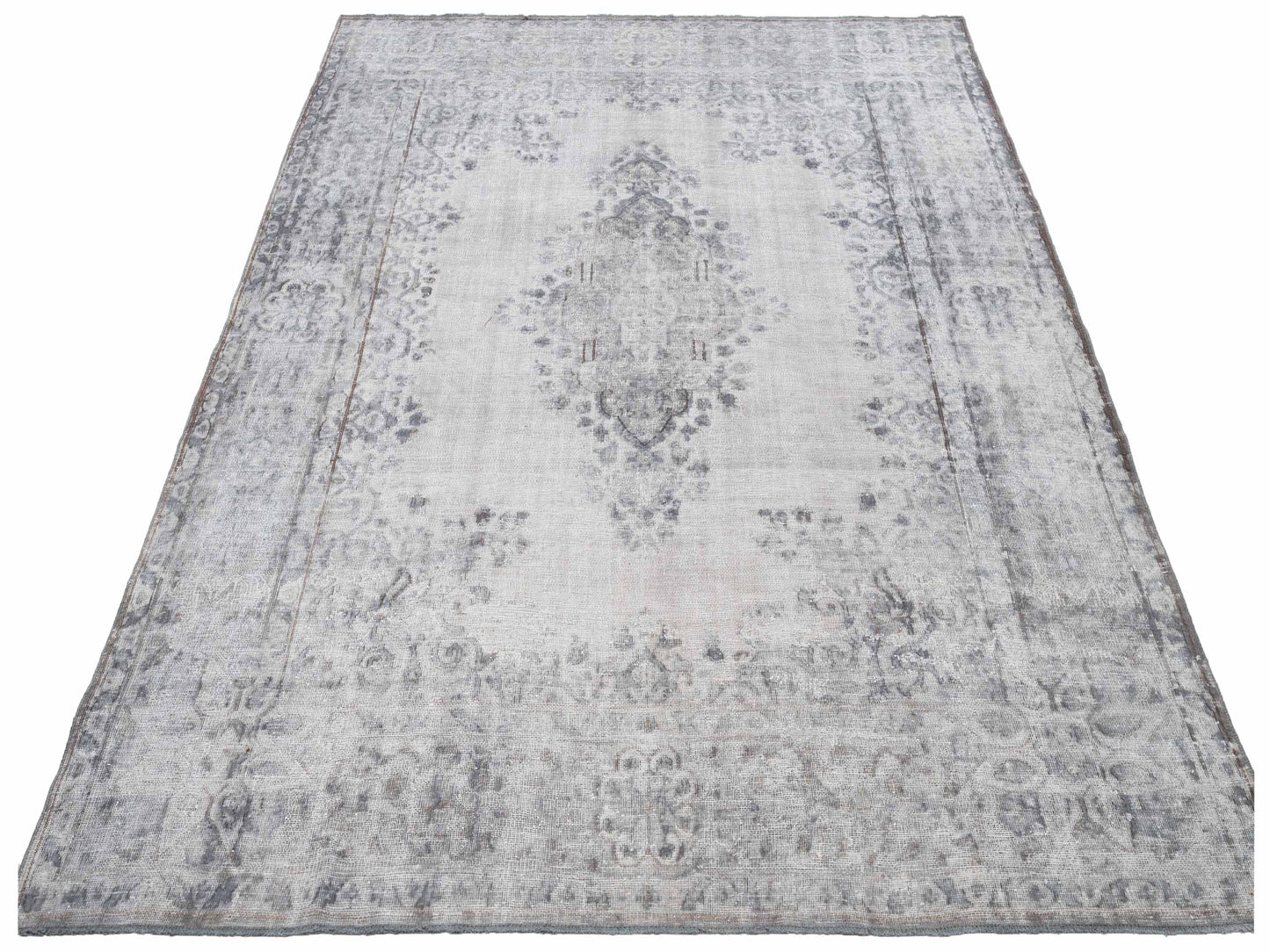 Vintage 130328 Silver 8.8x11.5 Hand Knotted Rug