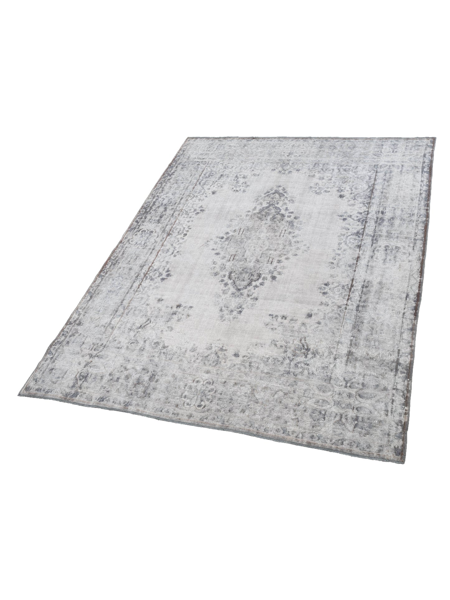 Vintage 130328 Silver 8.8x11.5 Hand Knotted Rug