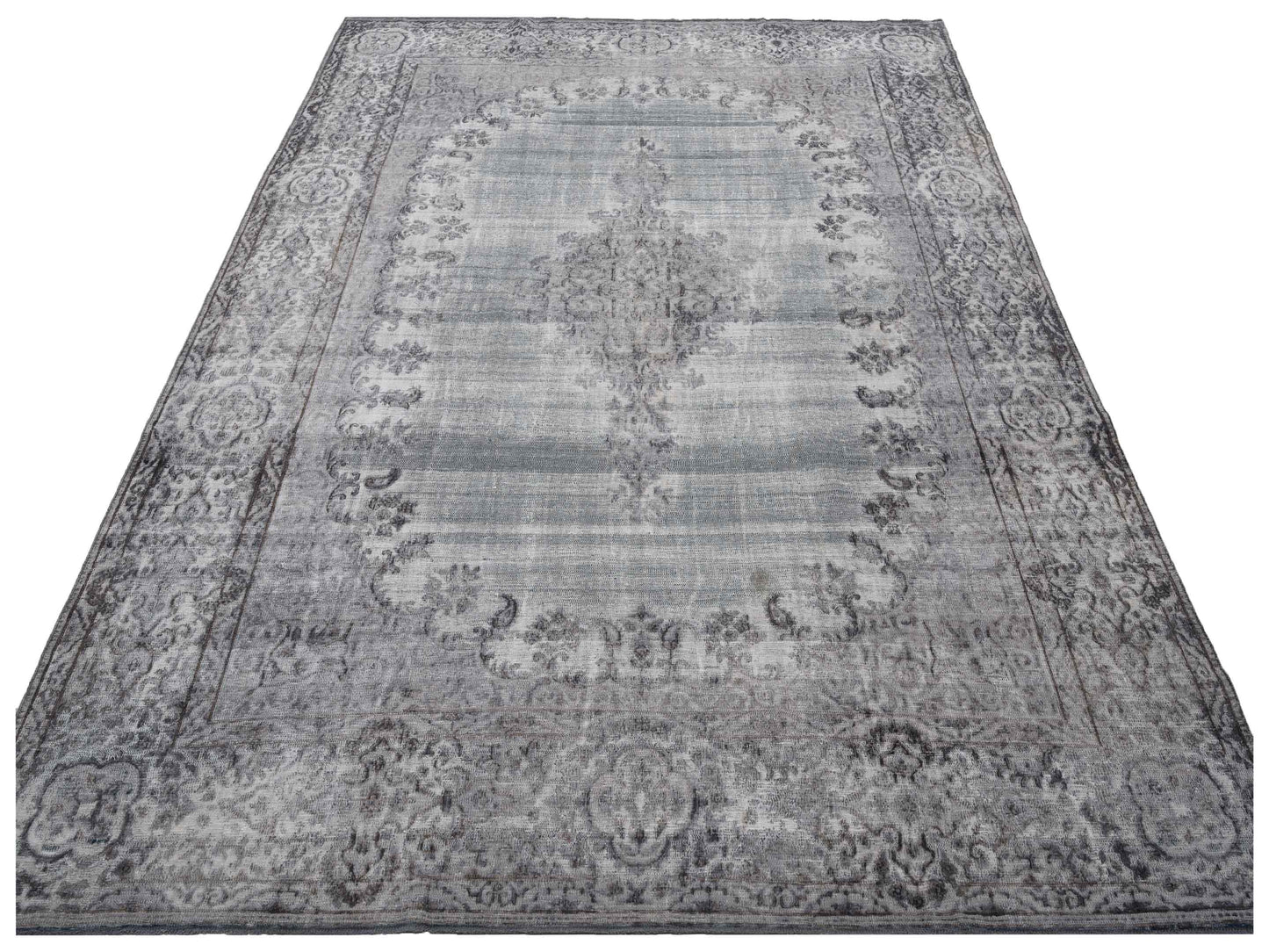 Vintage 130329 Gray 9.8x12.11 Hand Knotted Rug