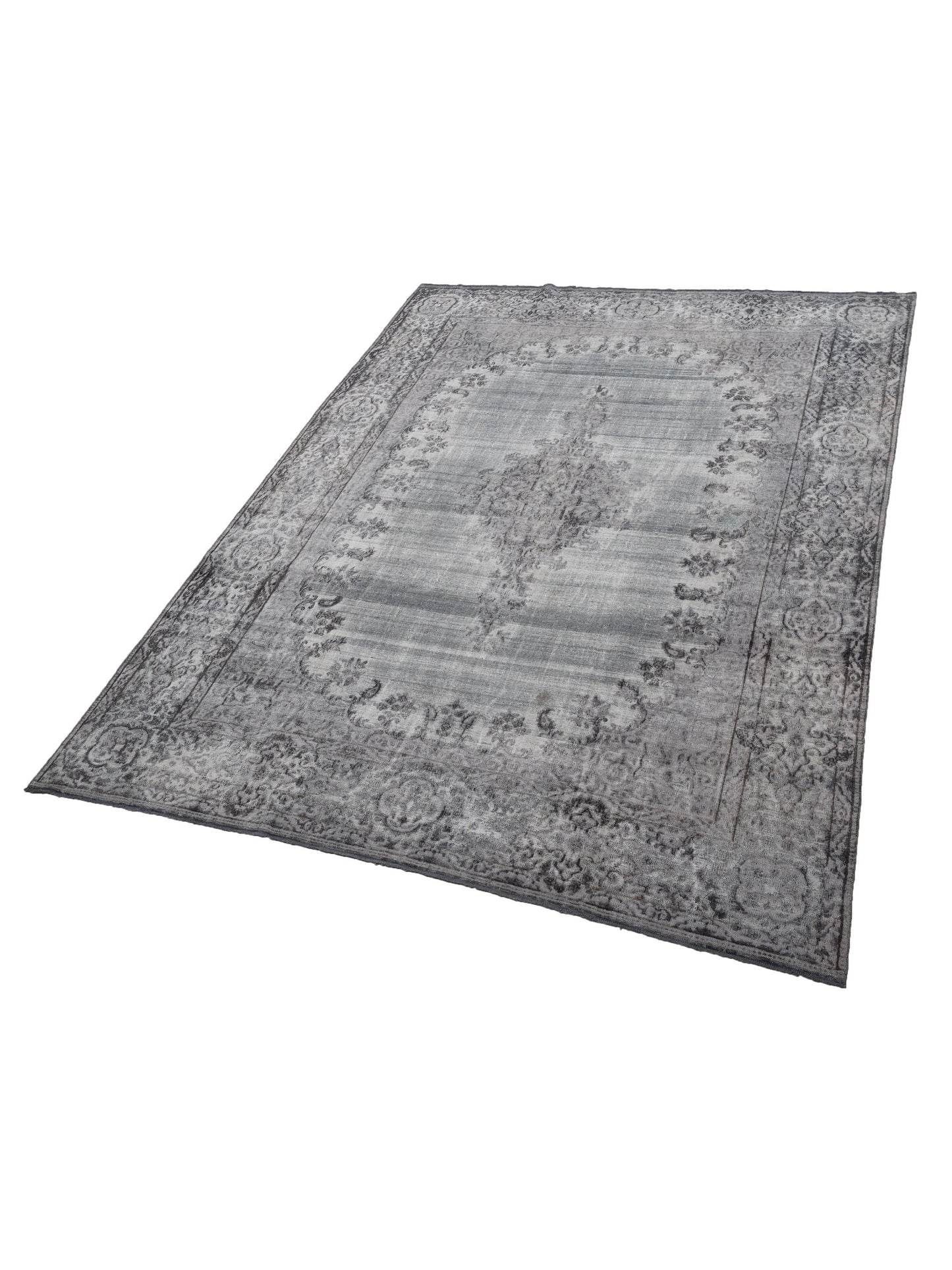 Vintage 130329 Gray 9.8x12.11 Hand Knotted Rug