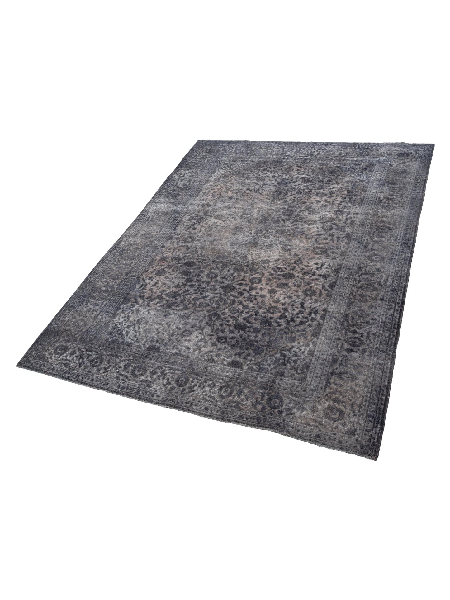 Vintage 130330 Dark Gray 9.10x12.9 Hand Knotted Rug