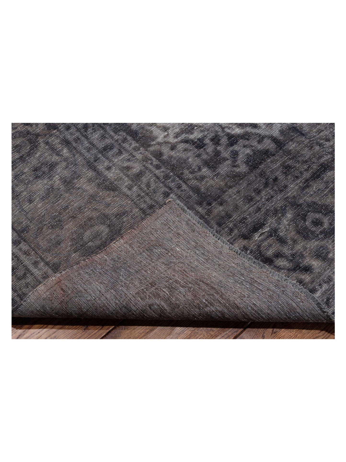 Vintage 130330 Dark Gray 9.10x12.9 Hand Knotted Rug