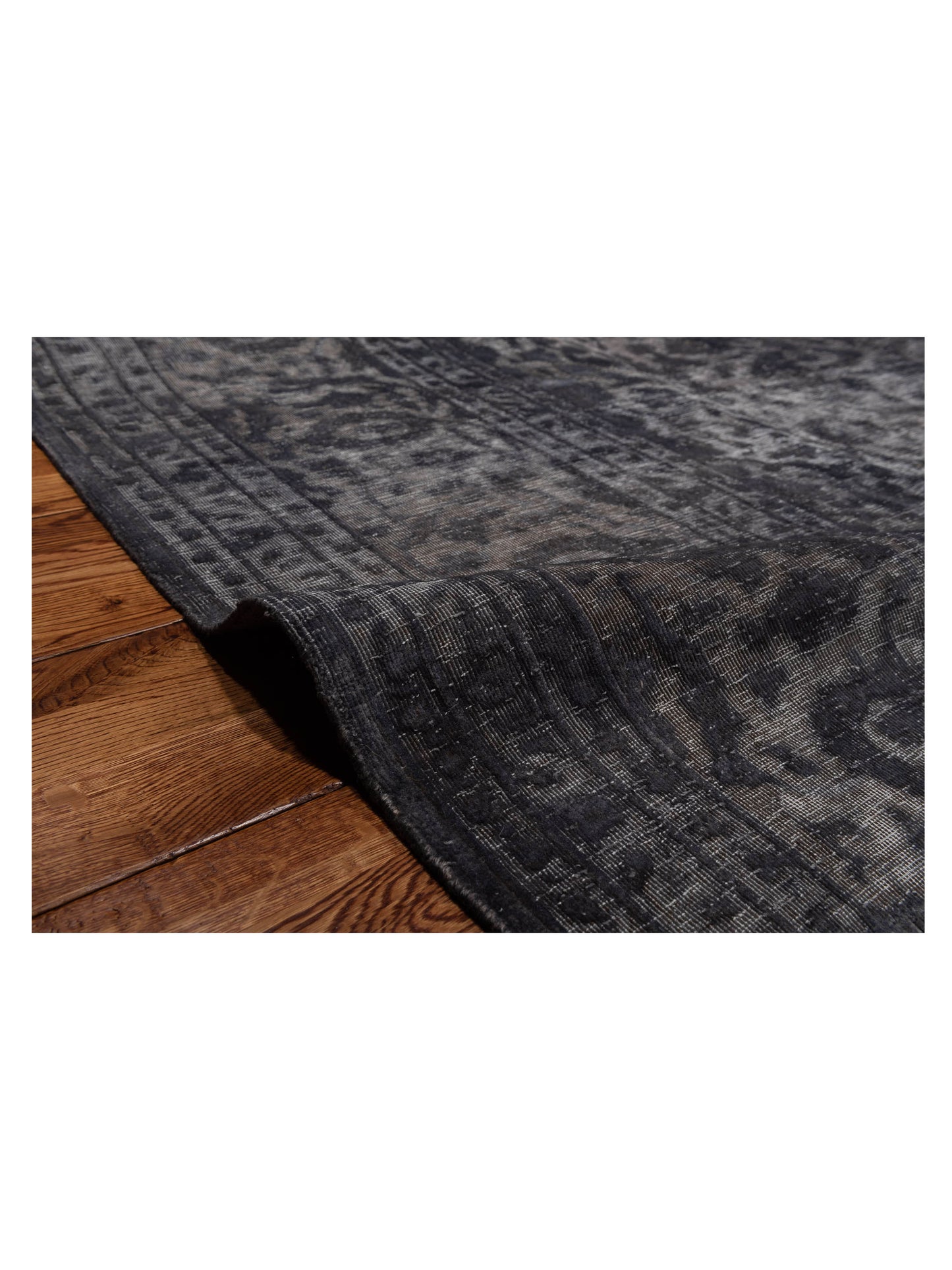 Vintage 130330 Dark Gray 9.10x12.9 Hand Knotted Rug