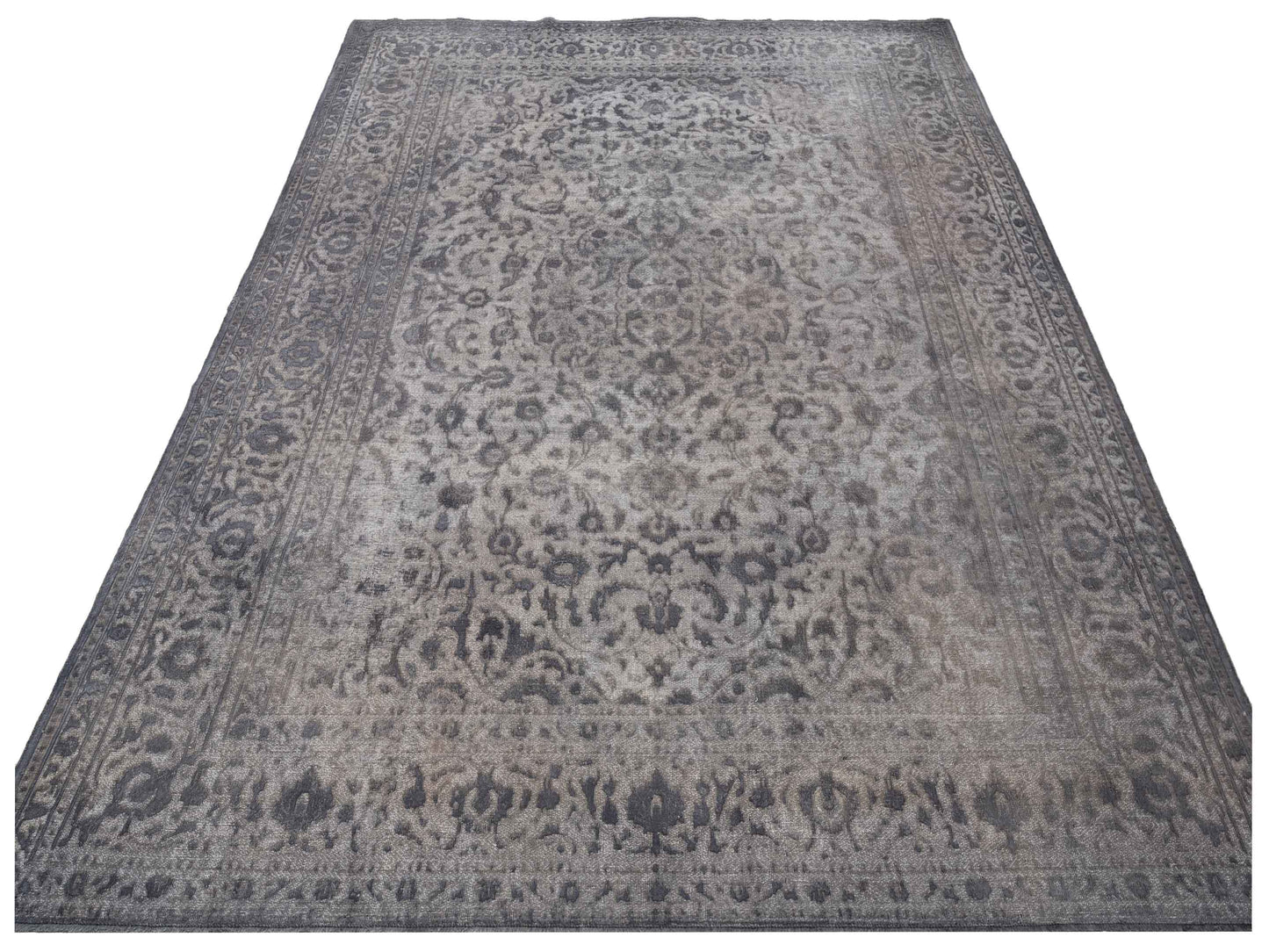 Vintage 130331 Gray 9.9x13 Hand Knotted Rug