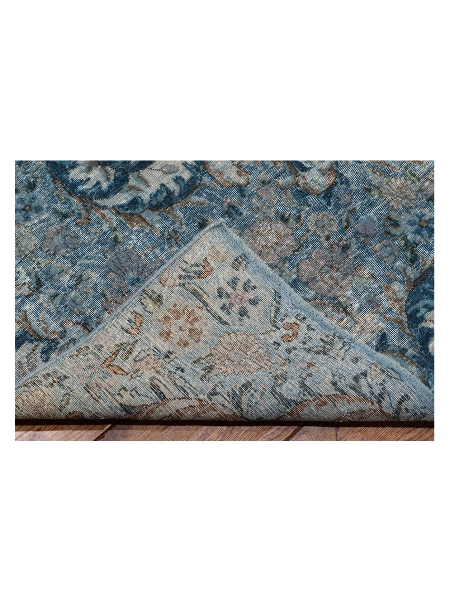 Vintage 130345 Pink Blue 9.4x12.5 Hand Knotted Rug