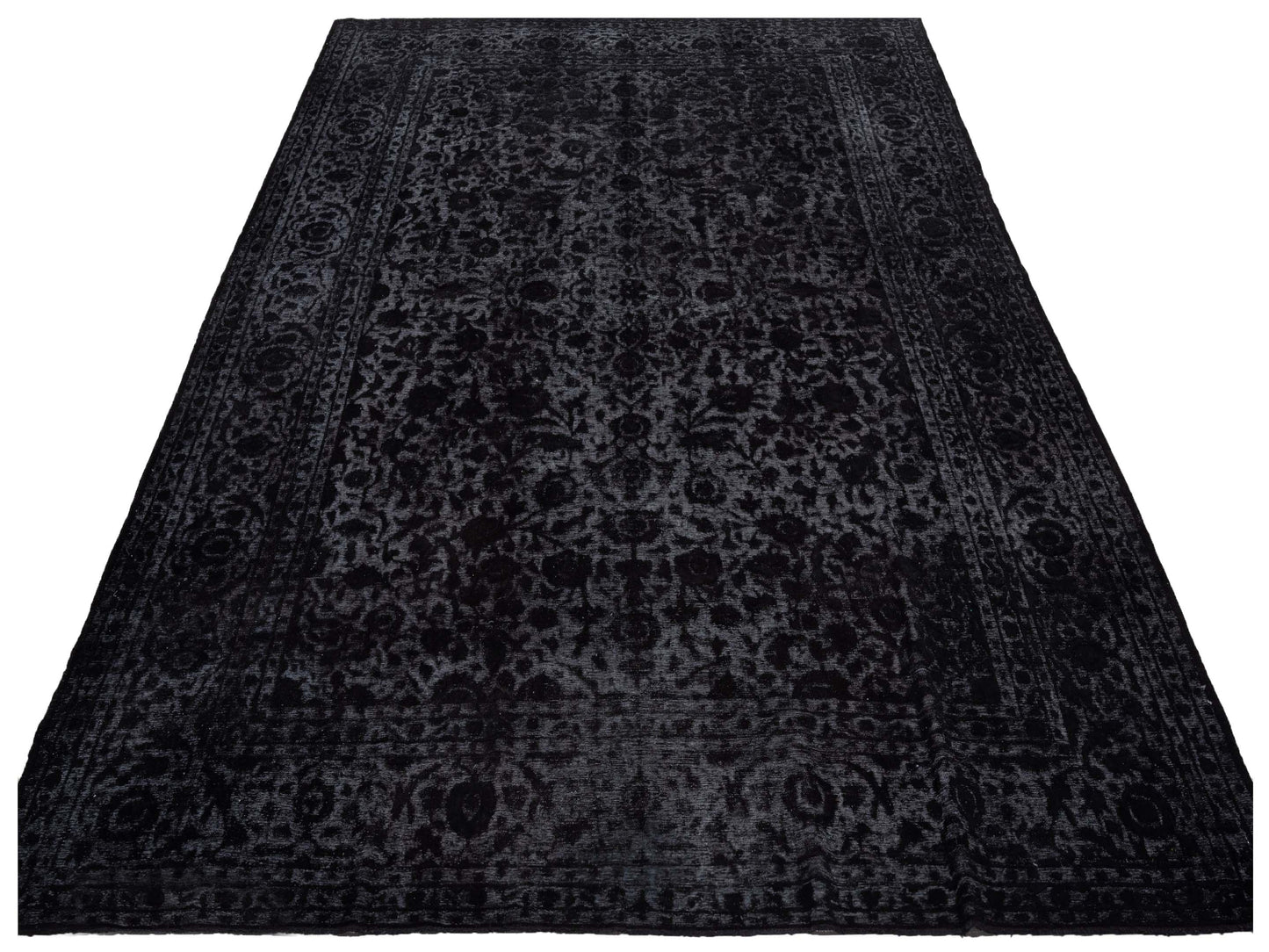 Vintage 130347 Black 9.8x12.9 Hand Knotted Rug