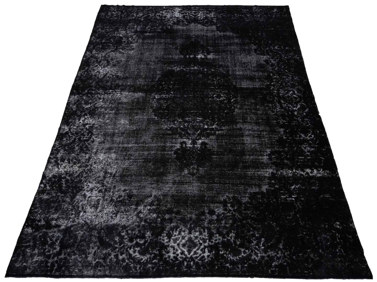 Vintage 130349 Black 11.5x16.9 Hand Knotted Rug
