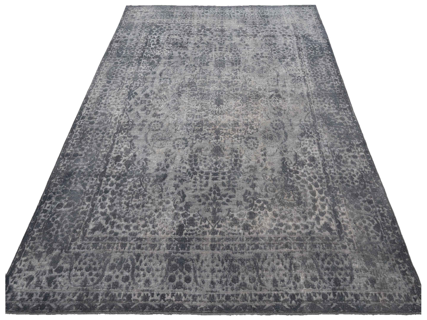 Vintage 130353 Gray 9.9x12.11 Hand Knotted Rug