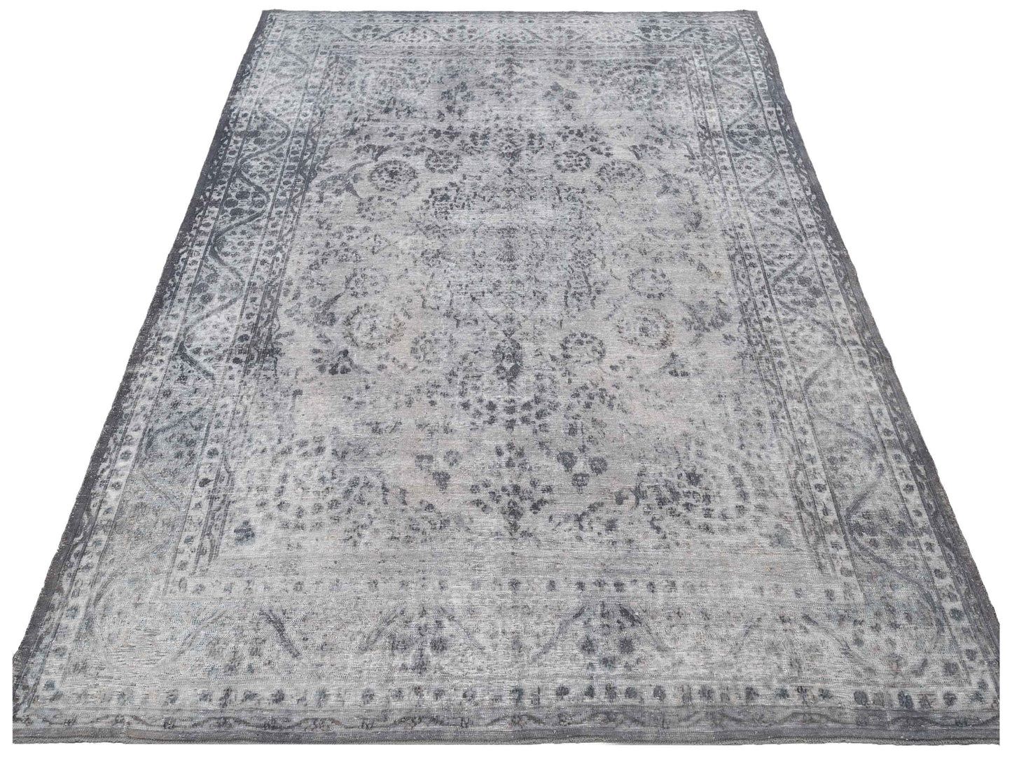 Vintage 130354 Gray 8.10x11.8 Hand Knotted Rug