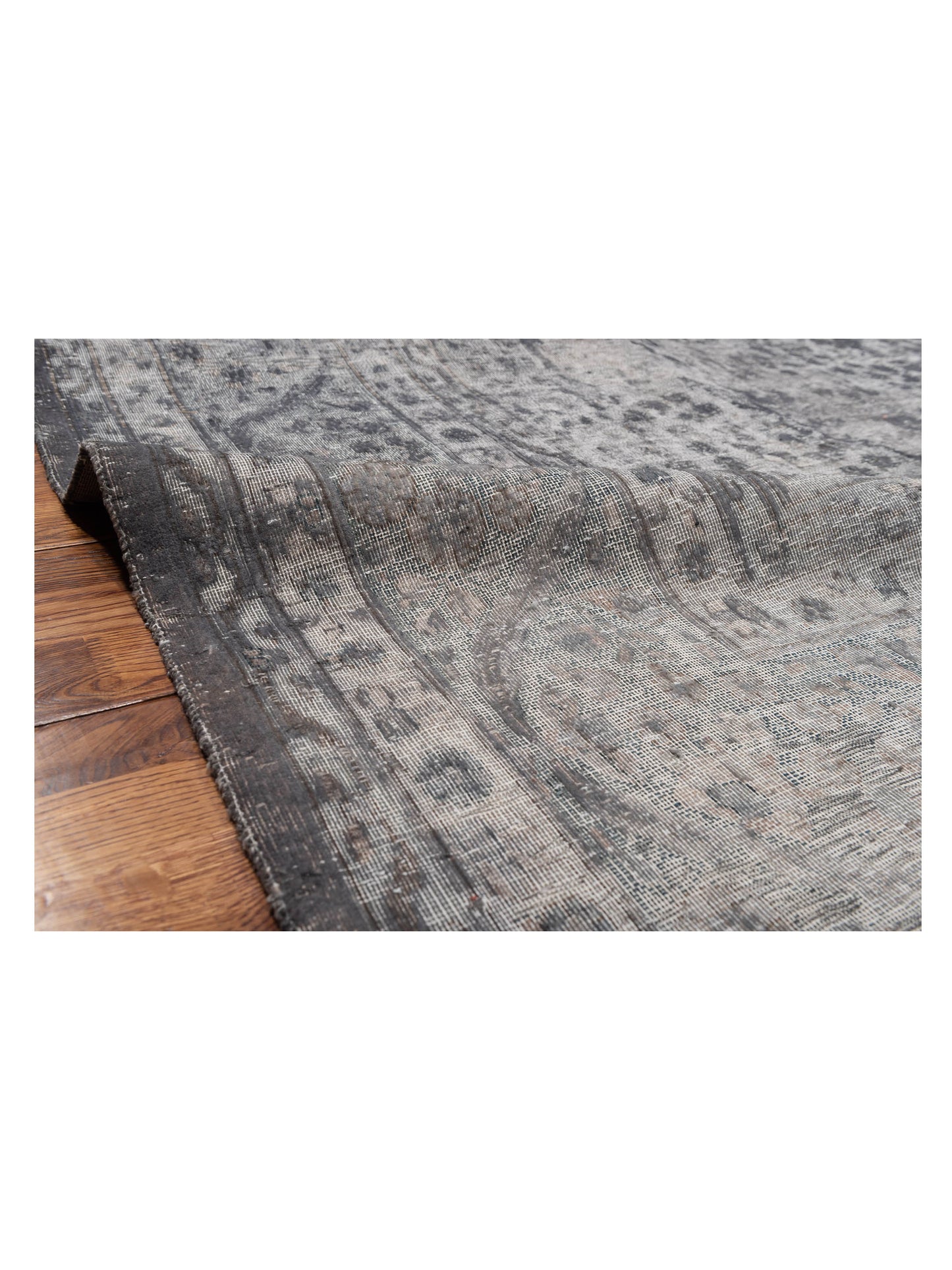 Vintage 130354 Gray 8.10x11.8 Hand Knotted Rug