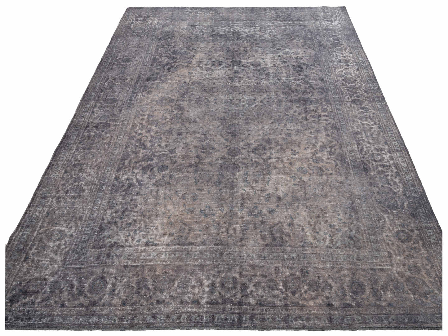 Vintage 130360 Dark Gray 10x13.2 Hand Knotted Rug