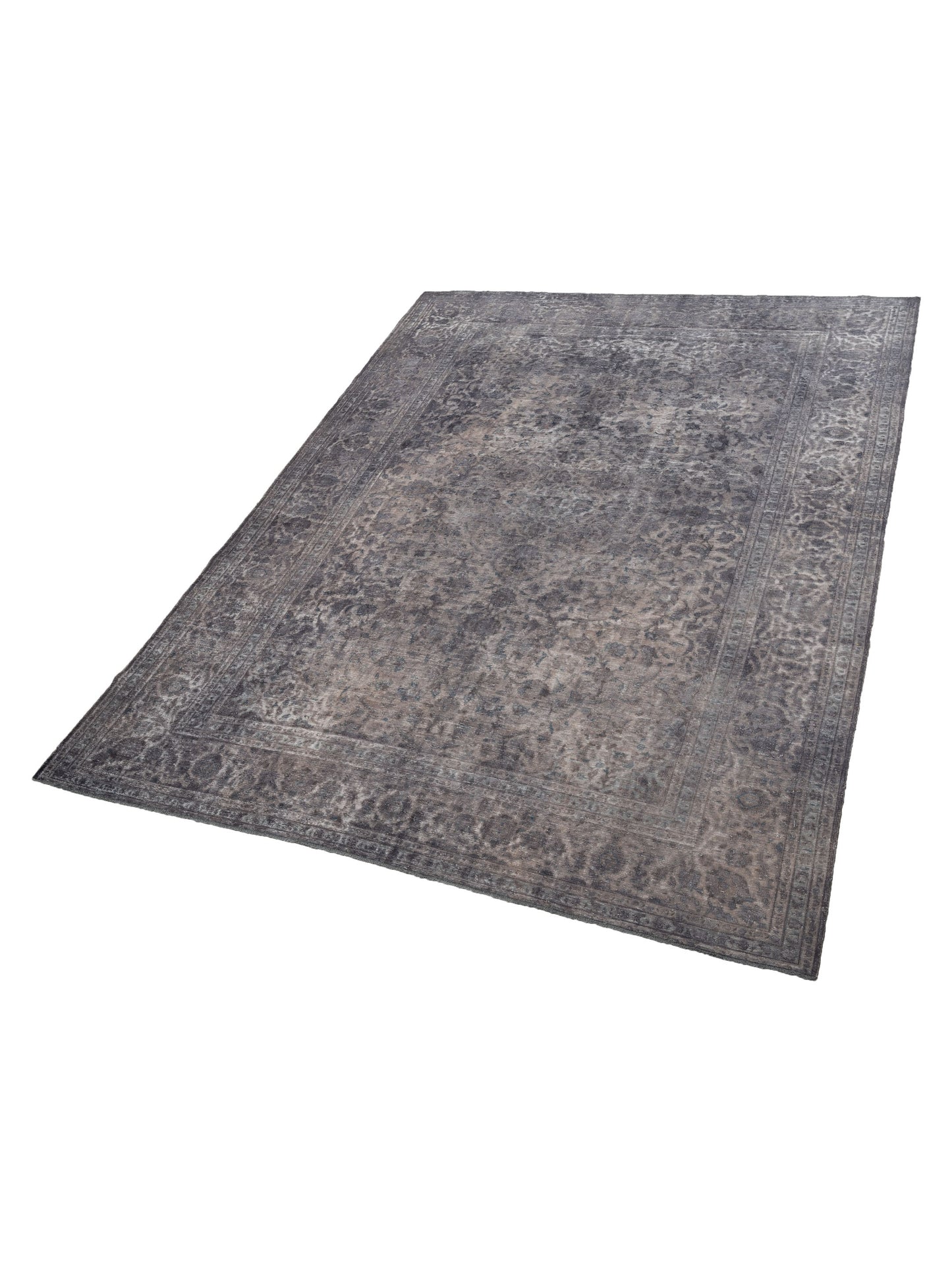 Vintage 130360 Dark Gray 10x13.2 Hand Knotted Rug