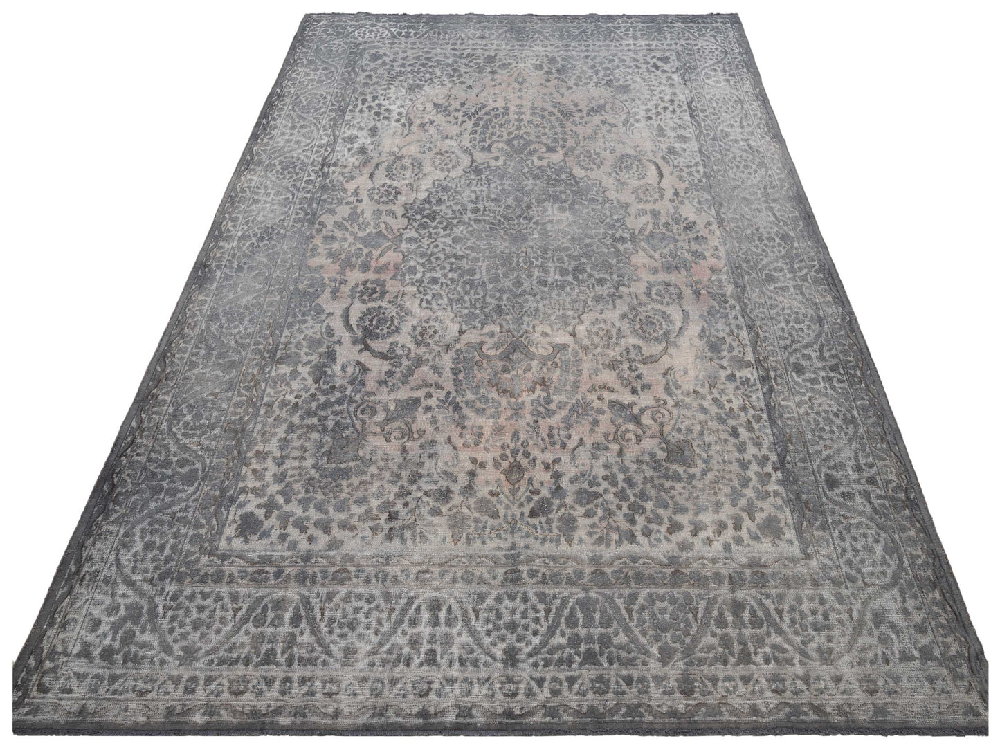 Vintage 130362 Gray 9.10x13.2 Hand Knotted Rug