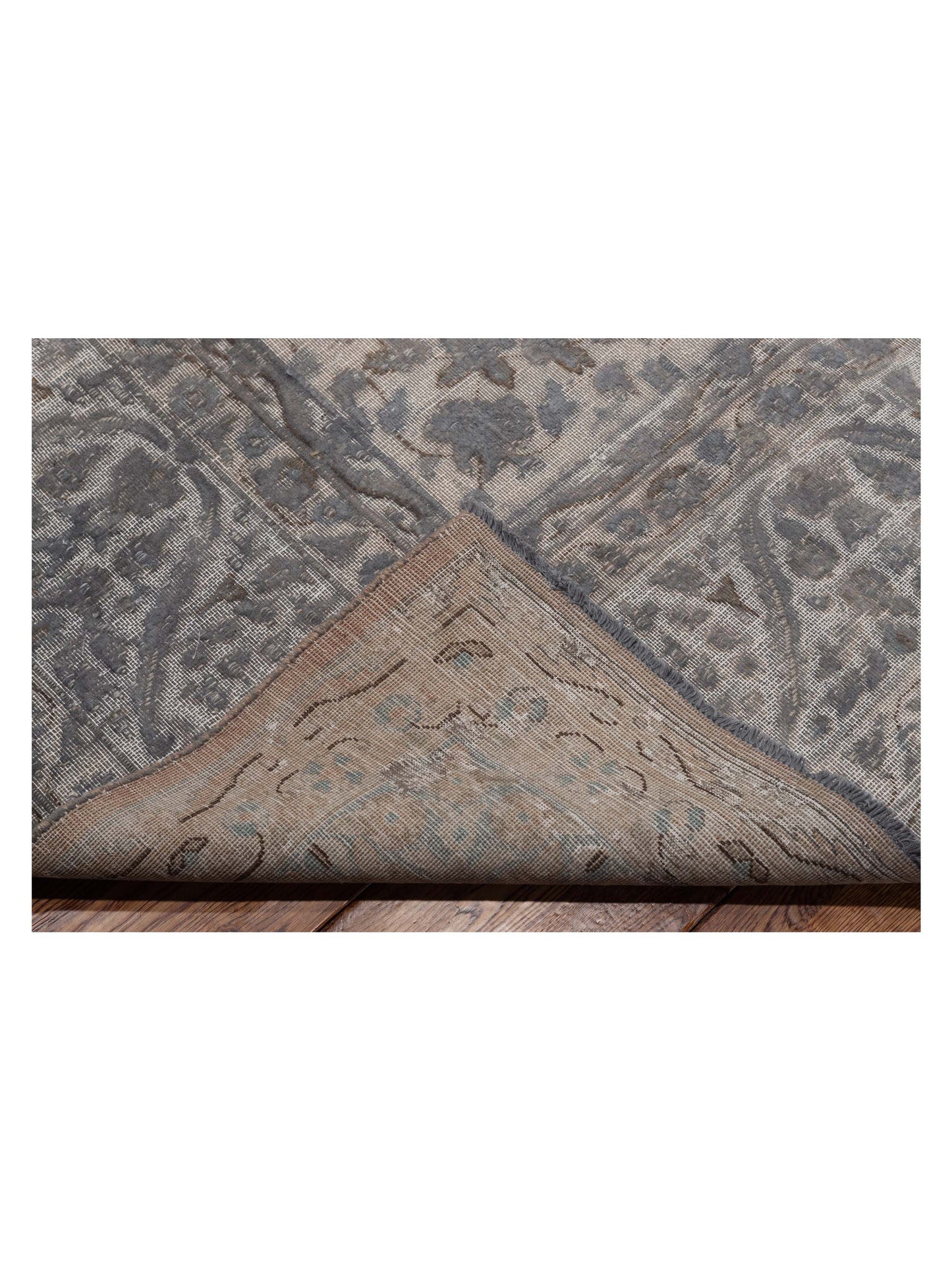 Vintage 130362 Gray 9.10x13.2 Hand Knotted Rug