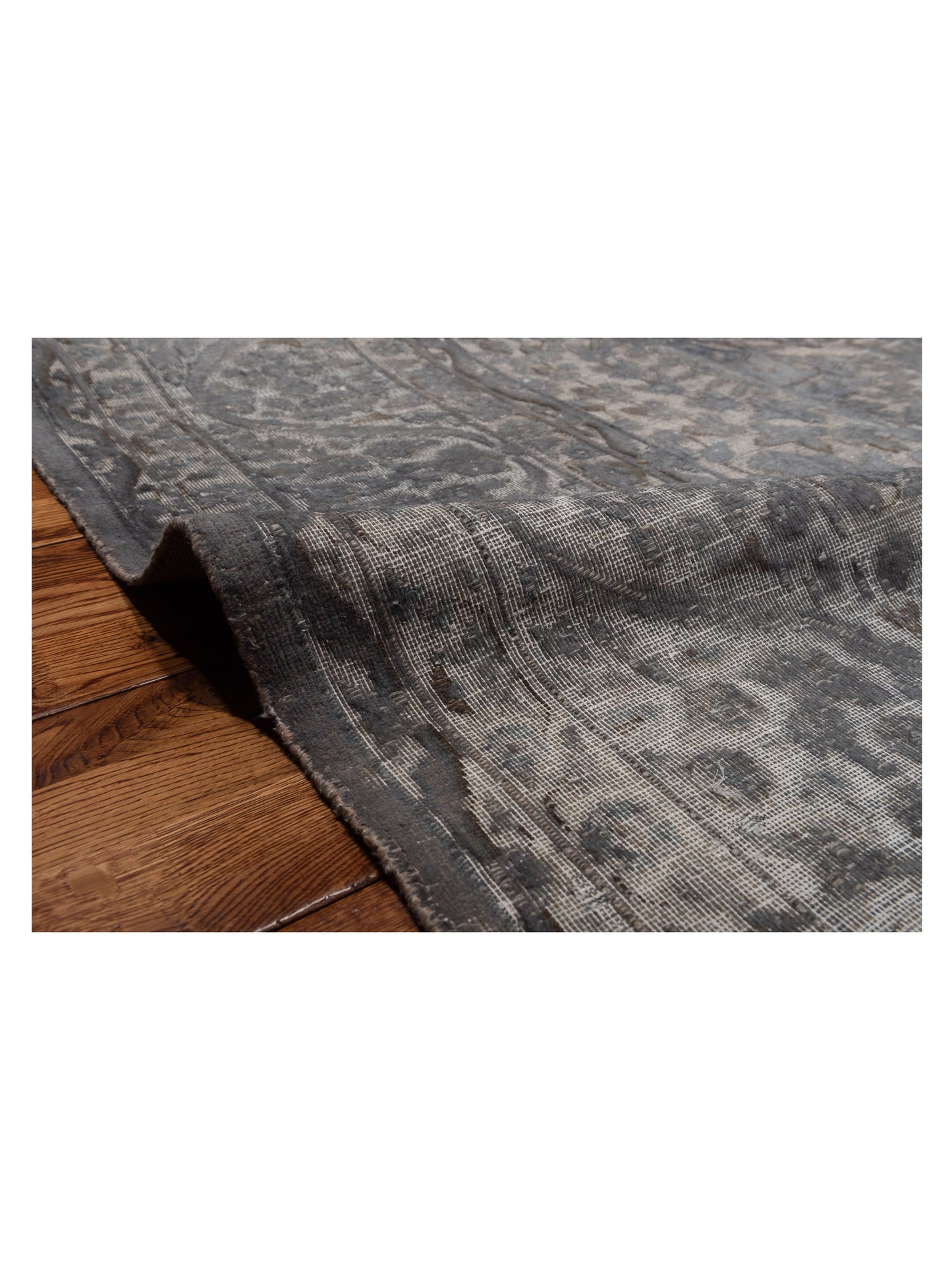 Vintage 130362 Gray 9.10x13.2 Hand Knotted Rug