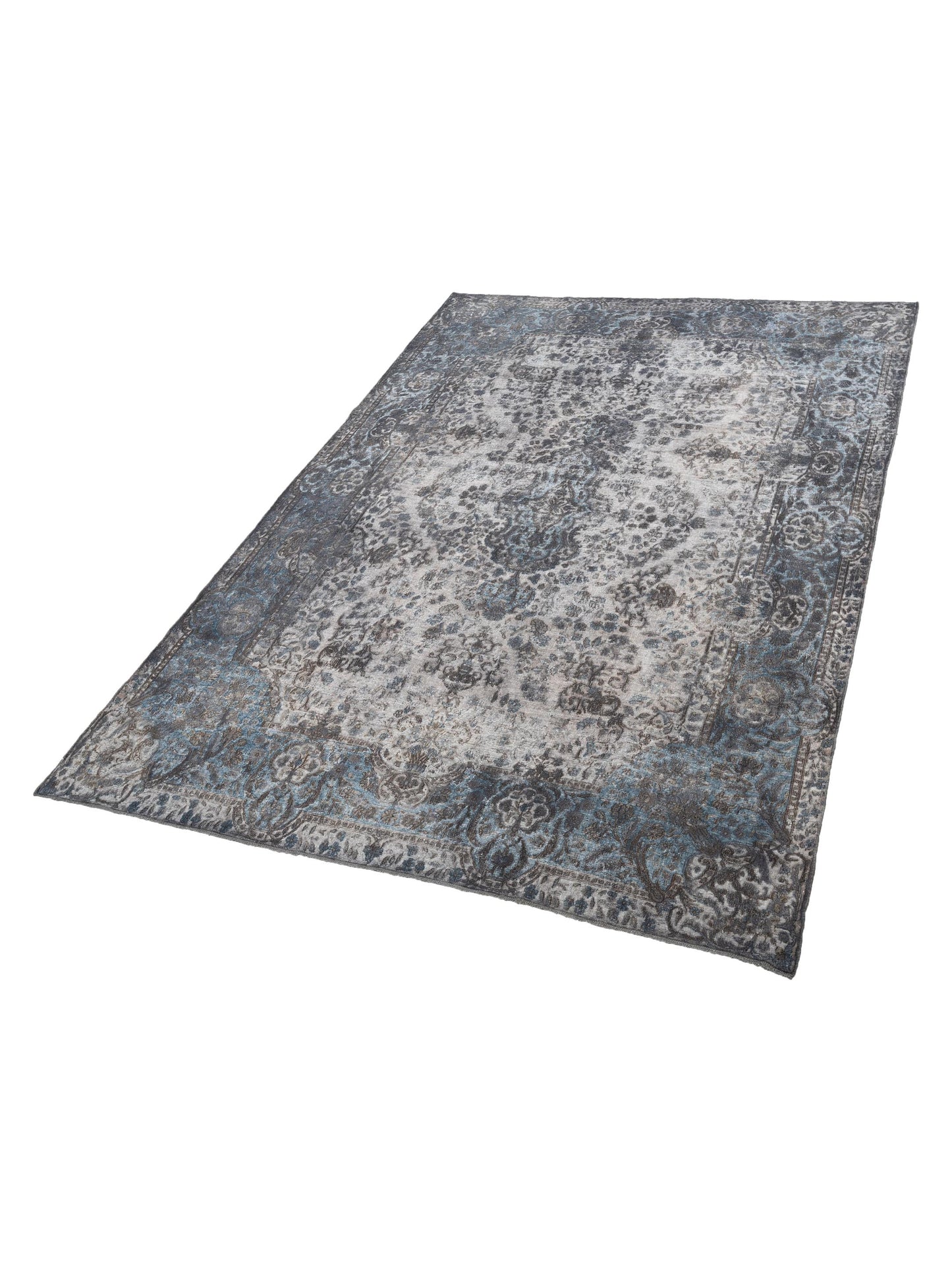 Vintage 130365 Gray Blue 9.8x13.6 Hand Knotted Rug