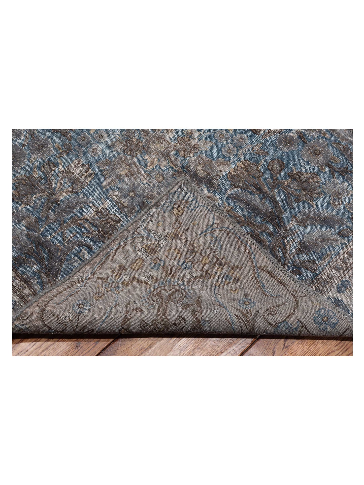 Vintage 130365 Gray Blue 9.8x13.6 Hand Knotted Rug