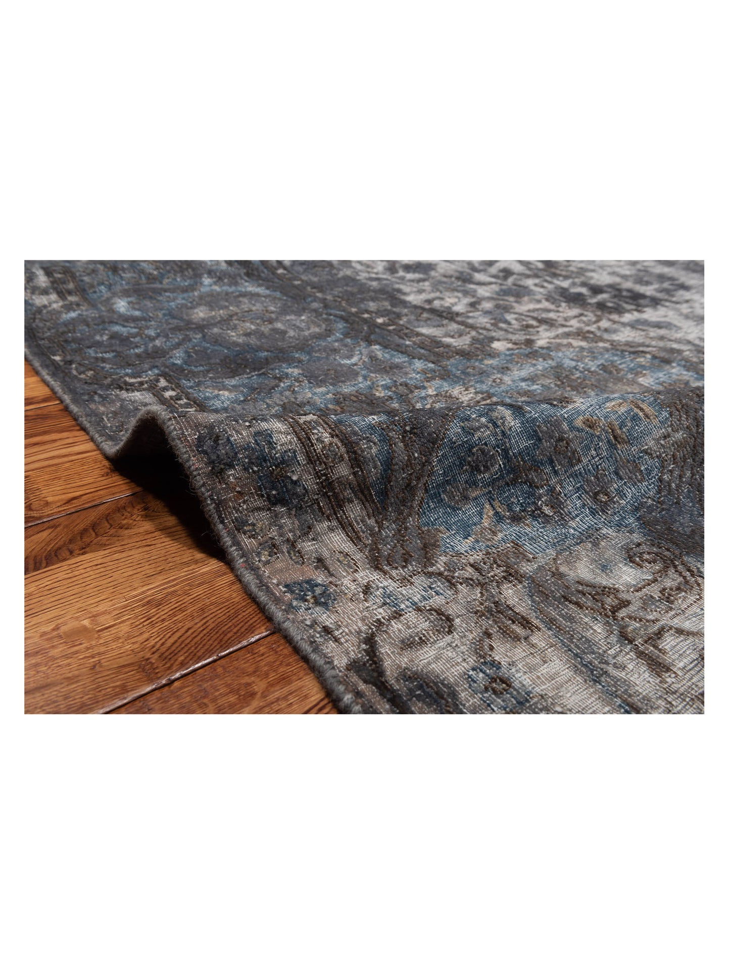 Vintage 130365 Gray Blue 9.8x13.6 Hand Knotted Rug