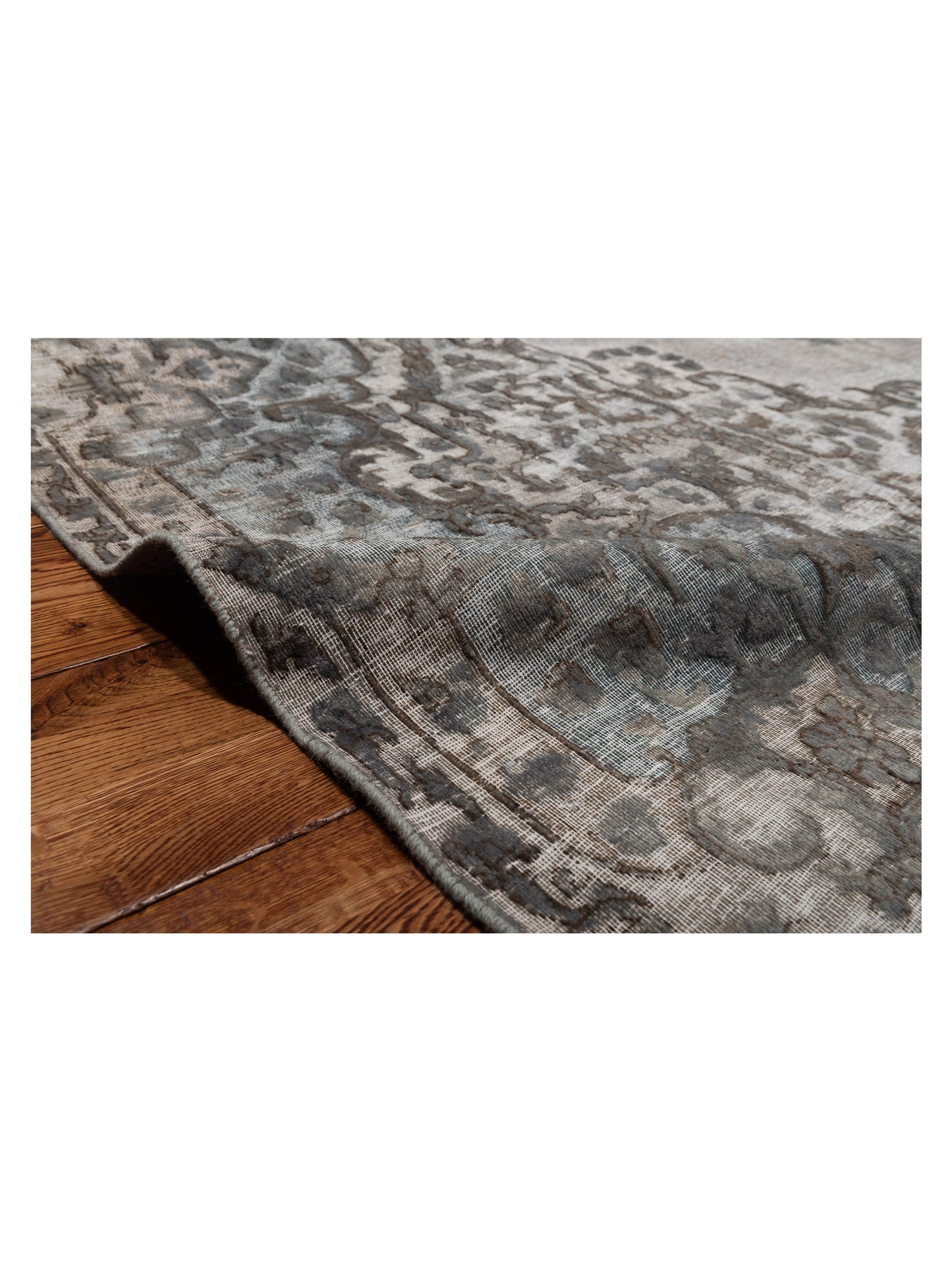 Vintage 130366 Light Gray Gray 10.2x14 Hand Knotted Rug