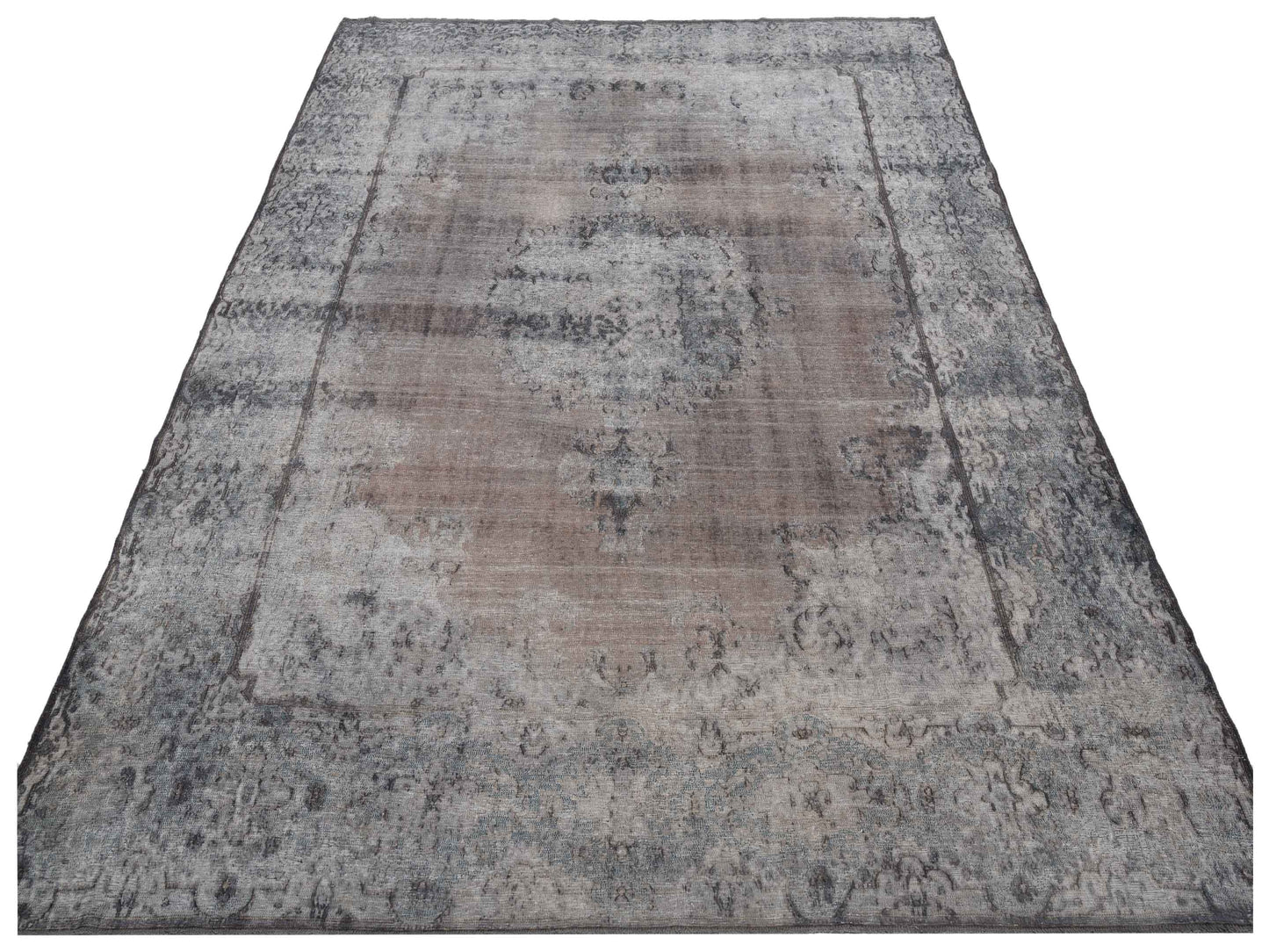 Vintage 130367 Dark Gray Gray 9.7x12.6 Hand Knotted Rug