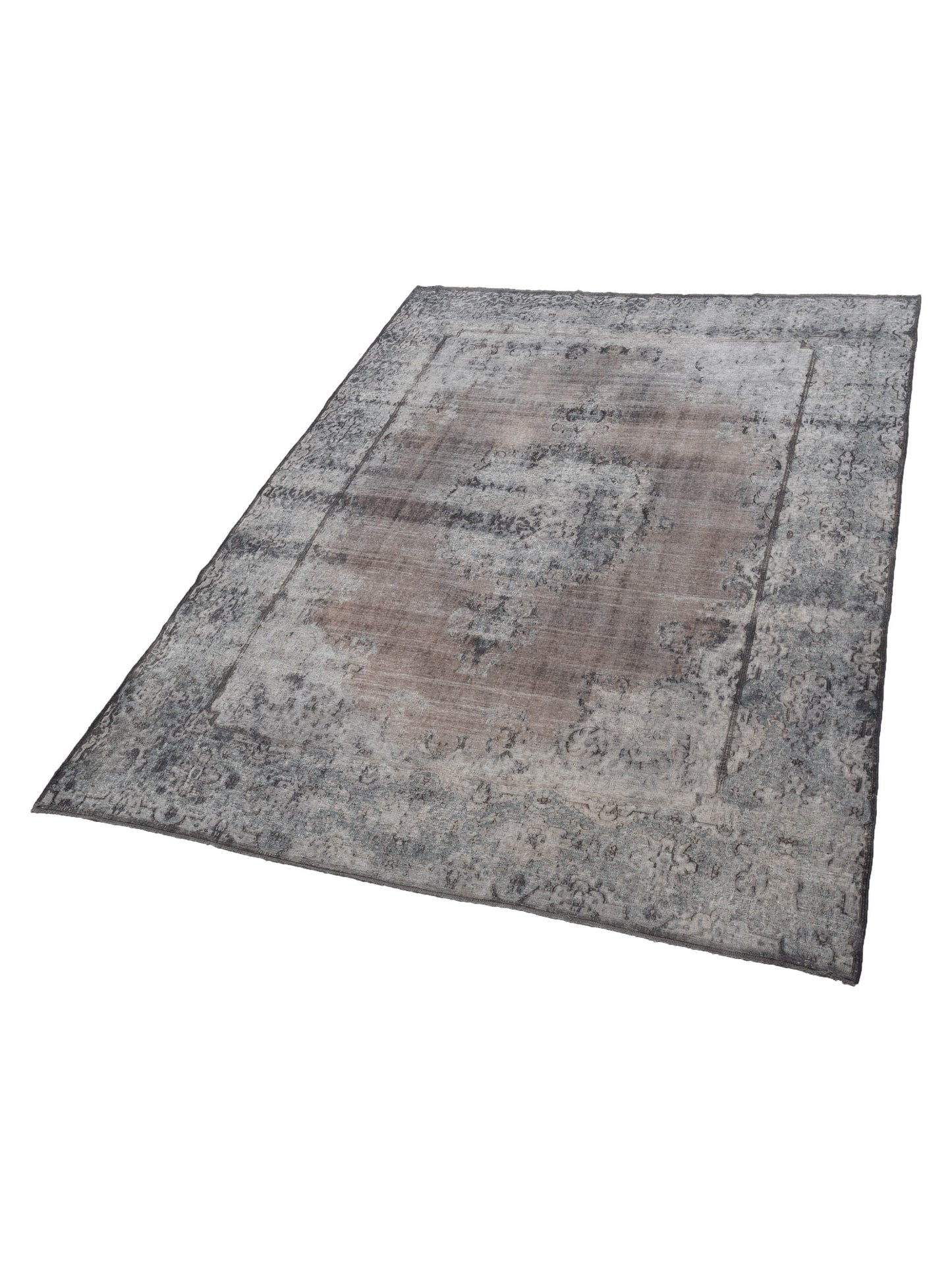 Vintage 130367 Dark Gray Gray 9.7x12.6 Hand Knotted Rug