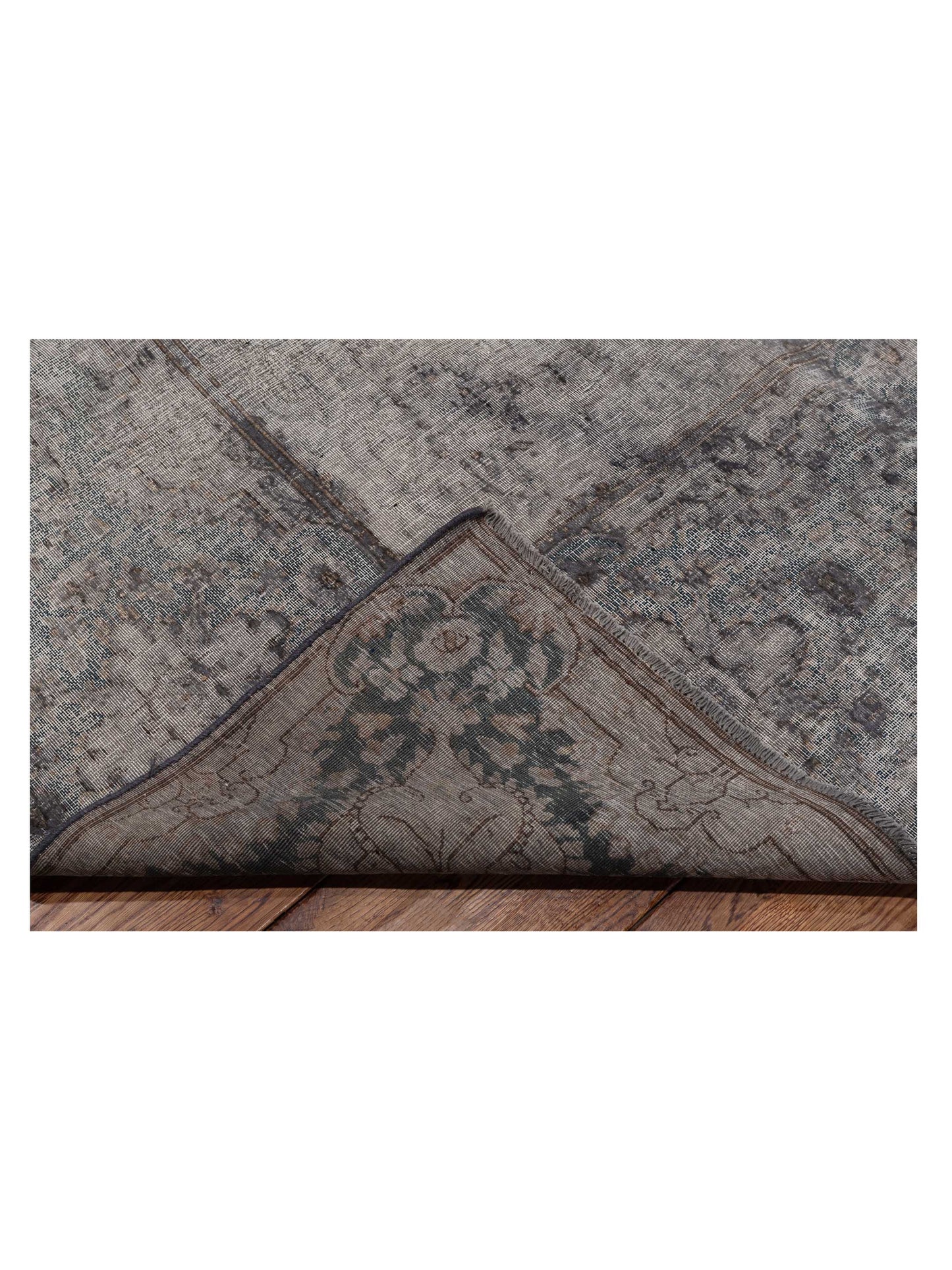 Vintage 130367 Dark Gray Gray 9.7x12.6 Hand Knotted Rug